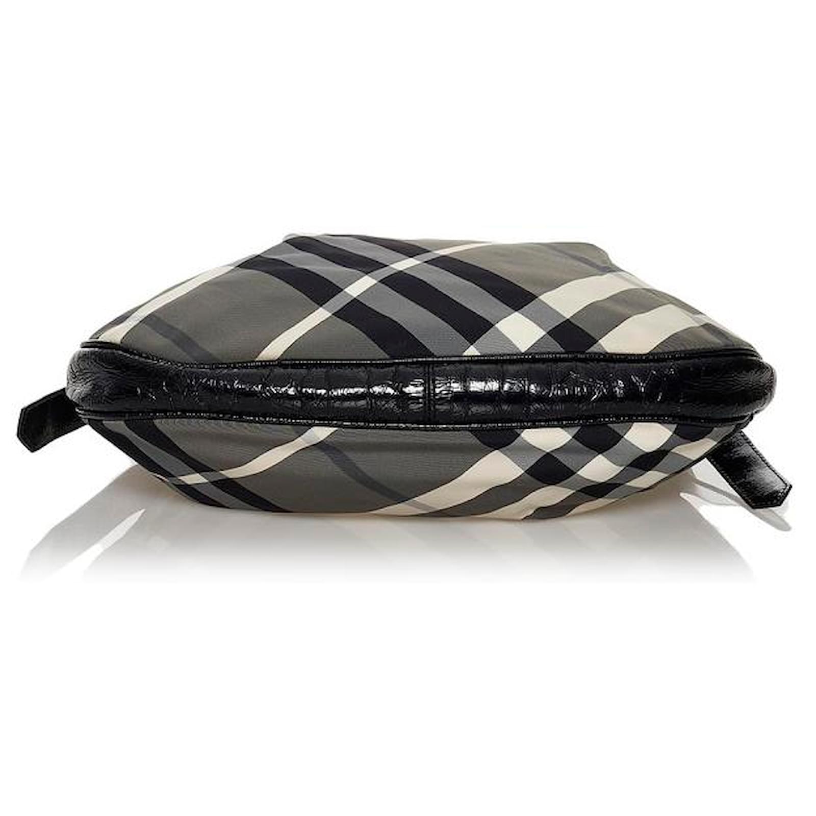 Burberry Smoked Check Hobo Bag Black Cloth  - Joli Closet