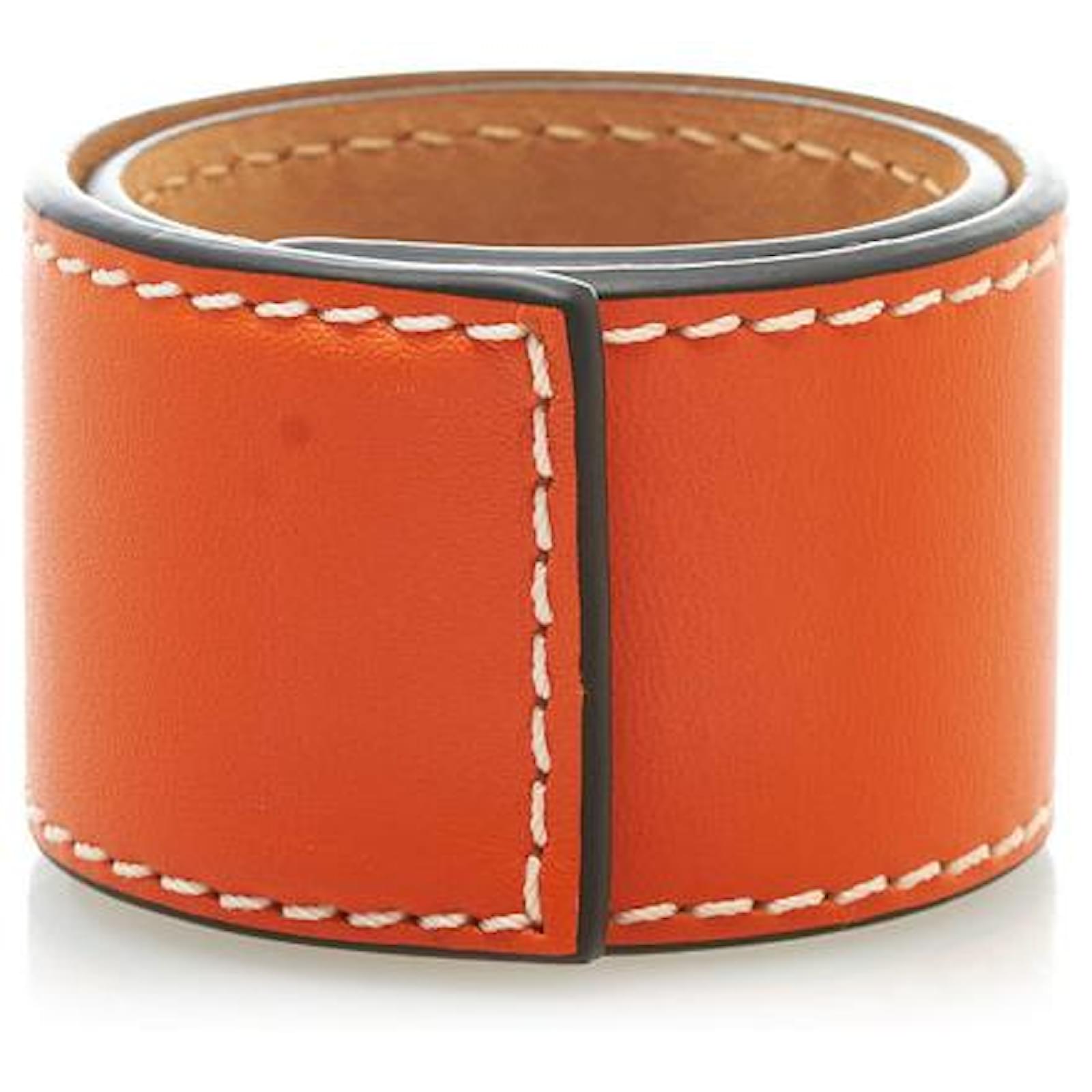 LOEWE SLAP BRACELET ORANGE Loewe Embossed Leather Slap Bracelet
