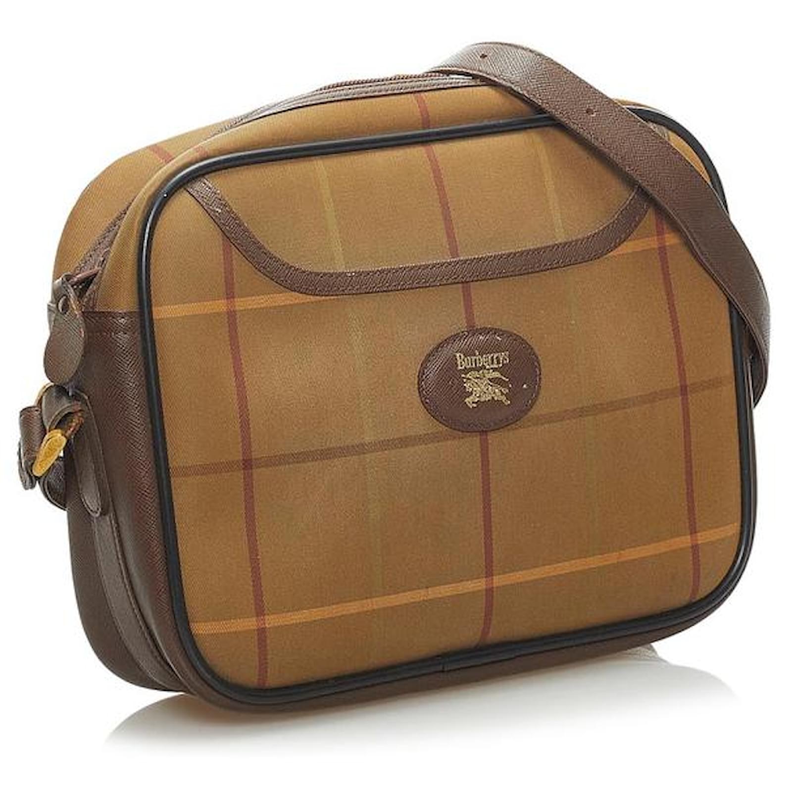 Brown Burberry Plaid Canvas Crossbody