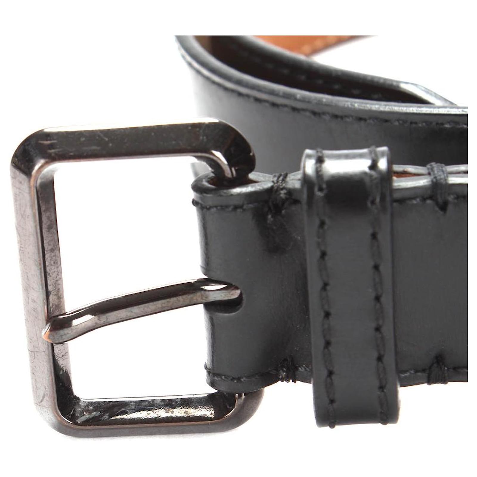 Ceinture de luxe - Ceinture épaisse Burberry en cuir noir avec logo