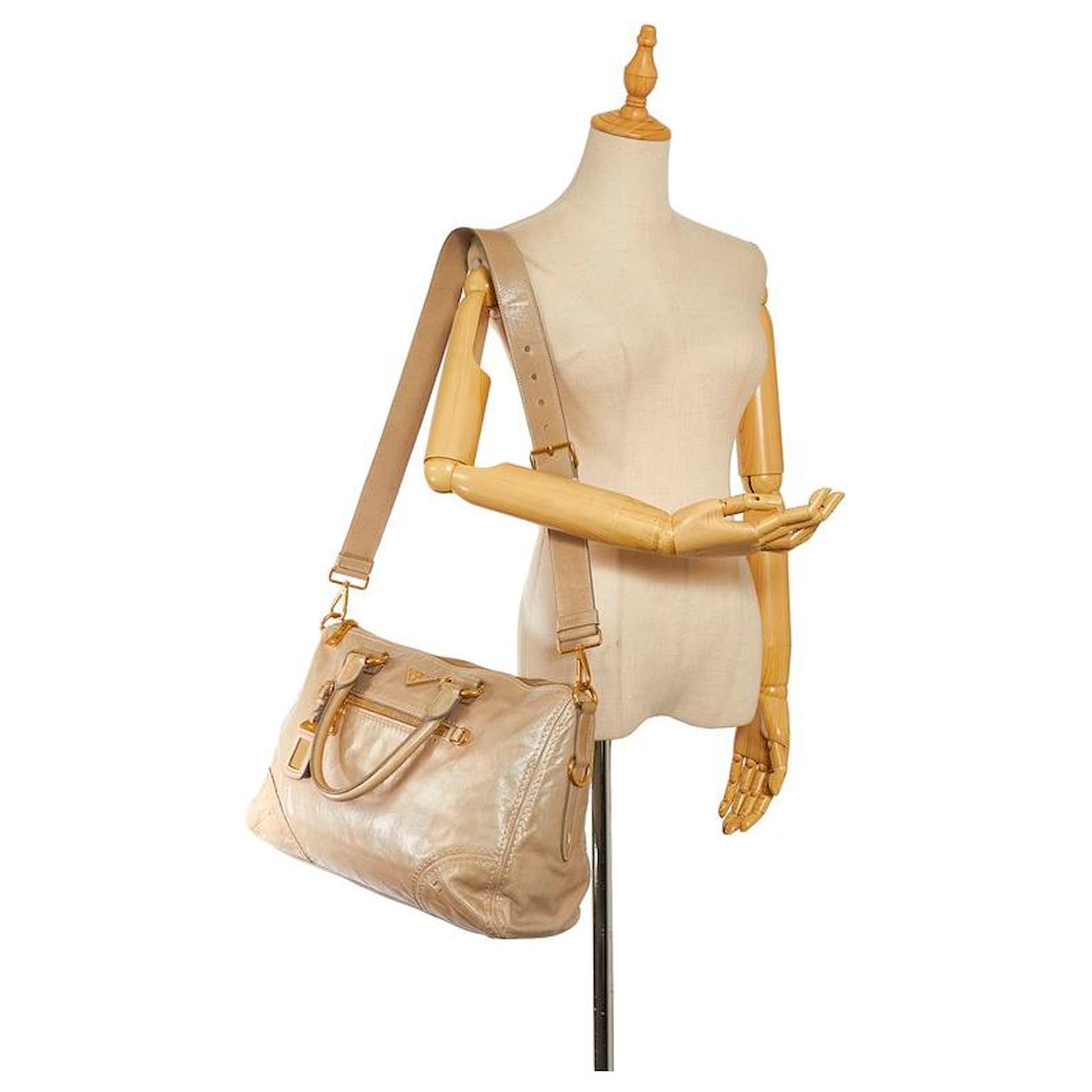 Prada Vitello Shine Handbag Brown Leather Pony-style calfskin ref.734739 -  Joli Closet