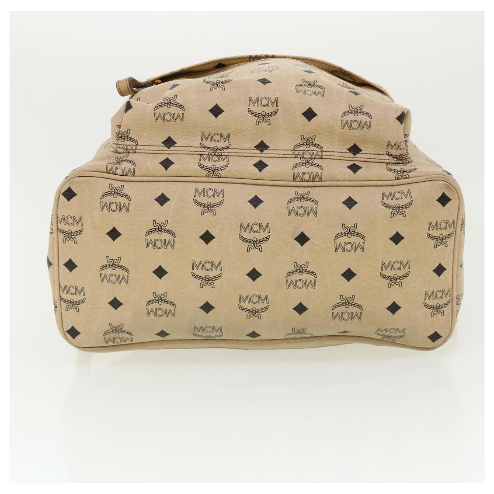 MCM Vicetos Logogram Rucksack PVC Leder Beige Auth am3401 ref