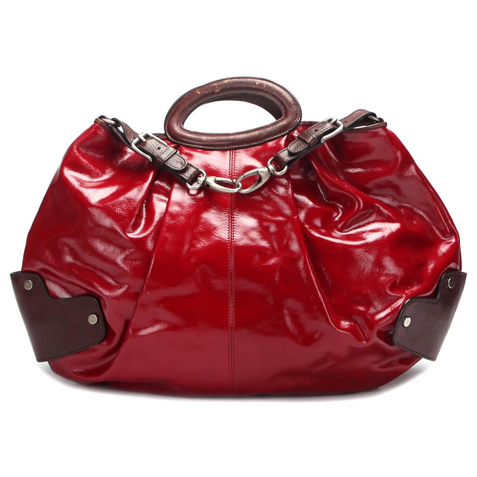 Marni Patent Leather Balloon Hobo Bag Red Joli Closet