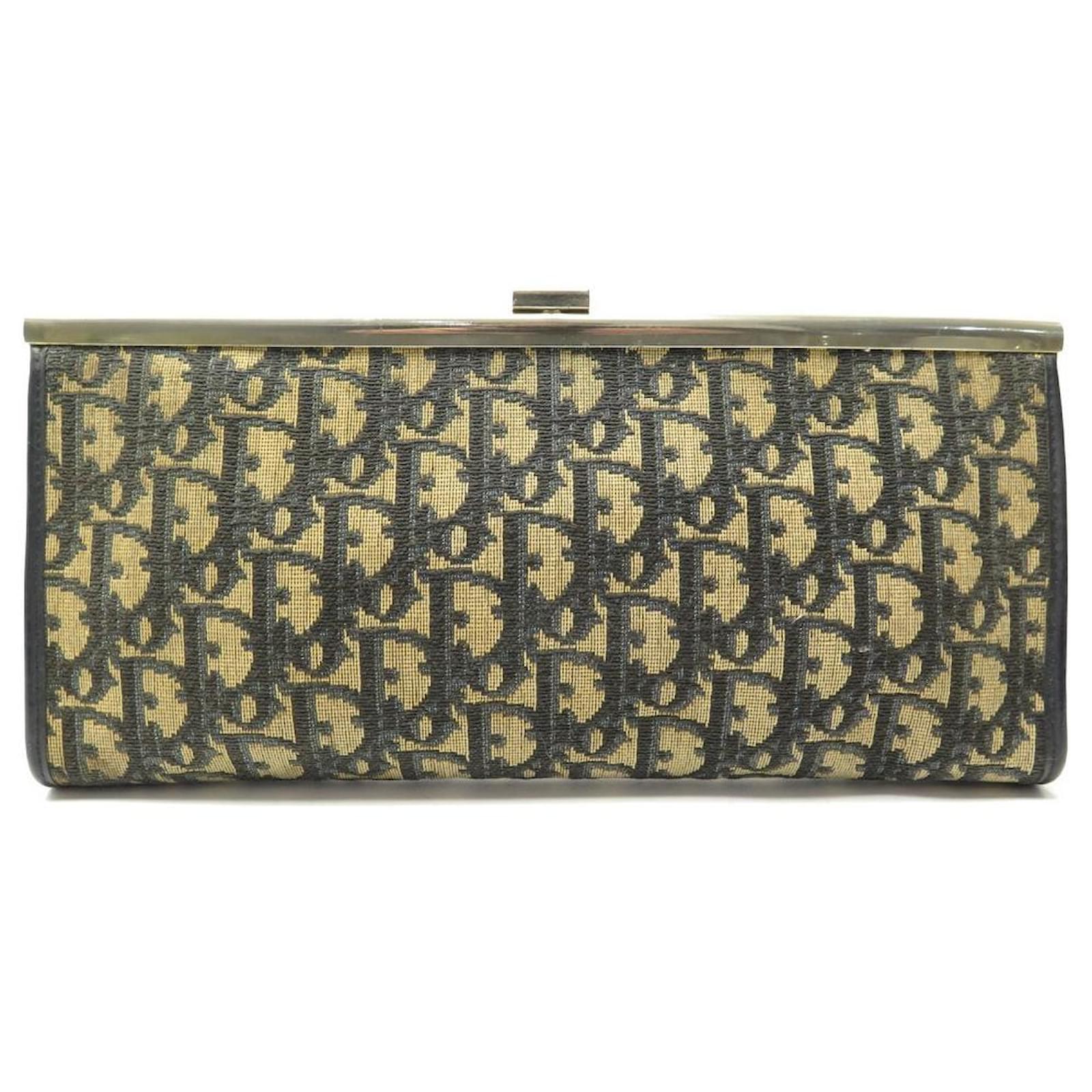 VINTAGE CHRISTIAN DIOR POUCH BAG IN BLUE OBLIQUE CANVAS POUCH BAG Cloth