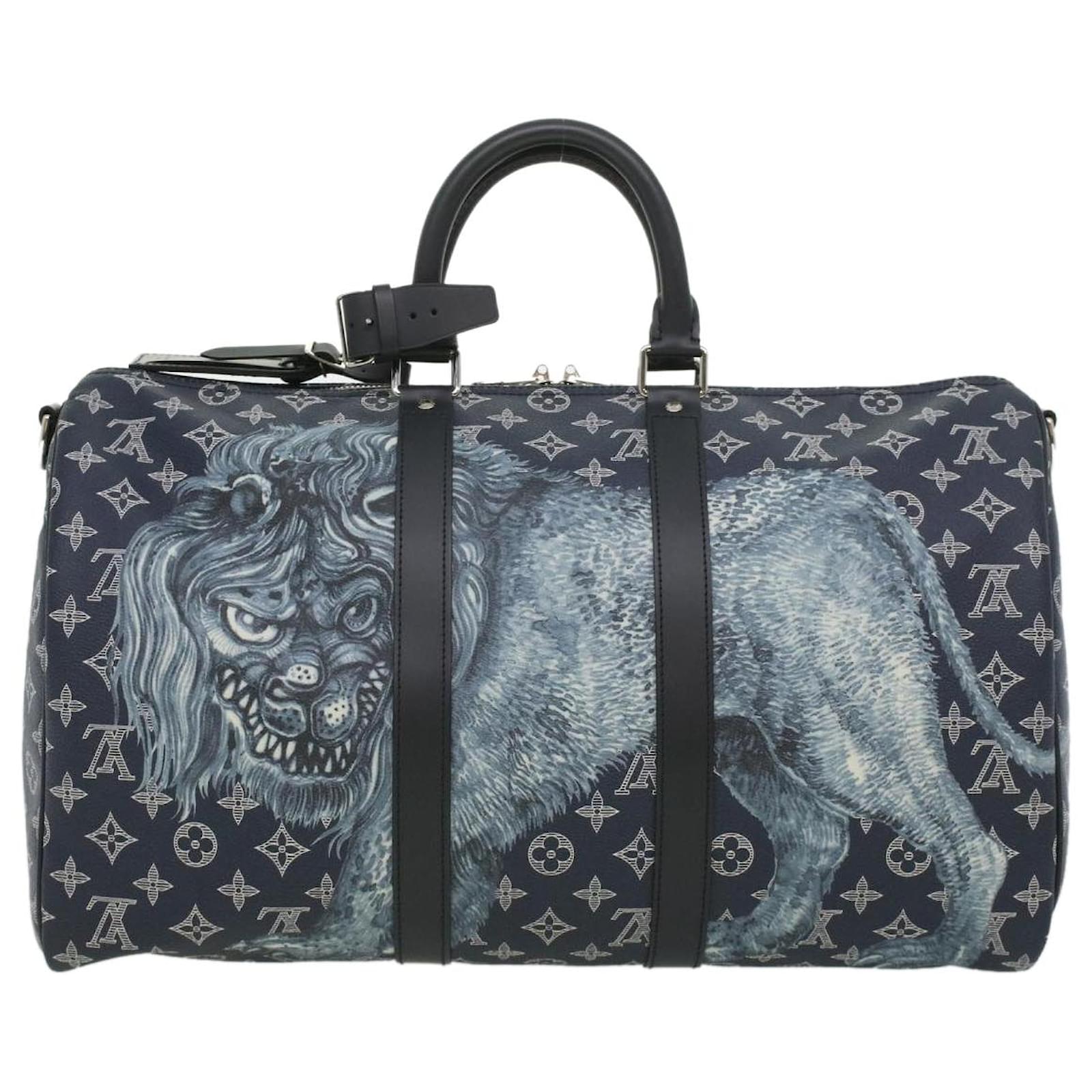 Handbags Louis Vuitton Louis Vuitton Damier Azur Keepall Bandouliere 45 Boston Bag N48223 Auth 32852a