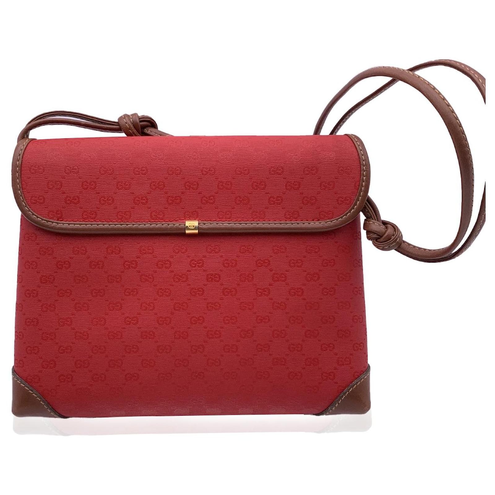 Gucci Vintage Red Monogram Canvas Small Messenger Shoulder Bag Cloth  ref.739398 - Joli Closet