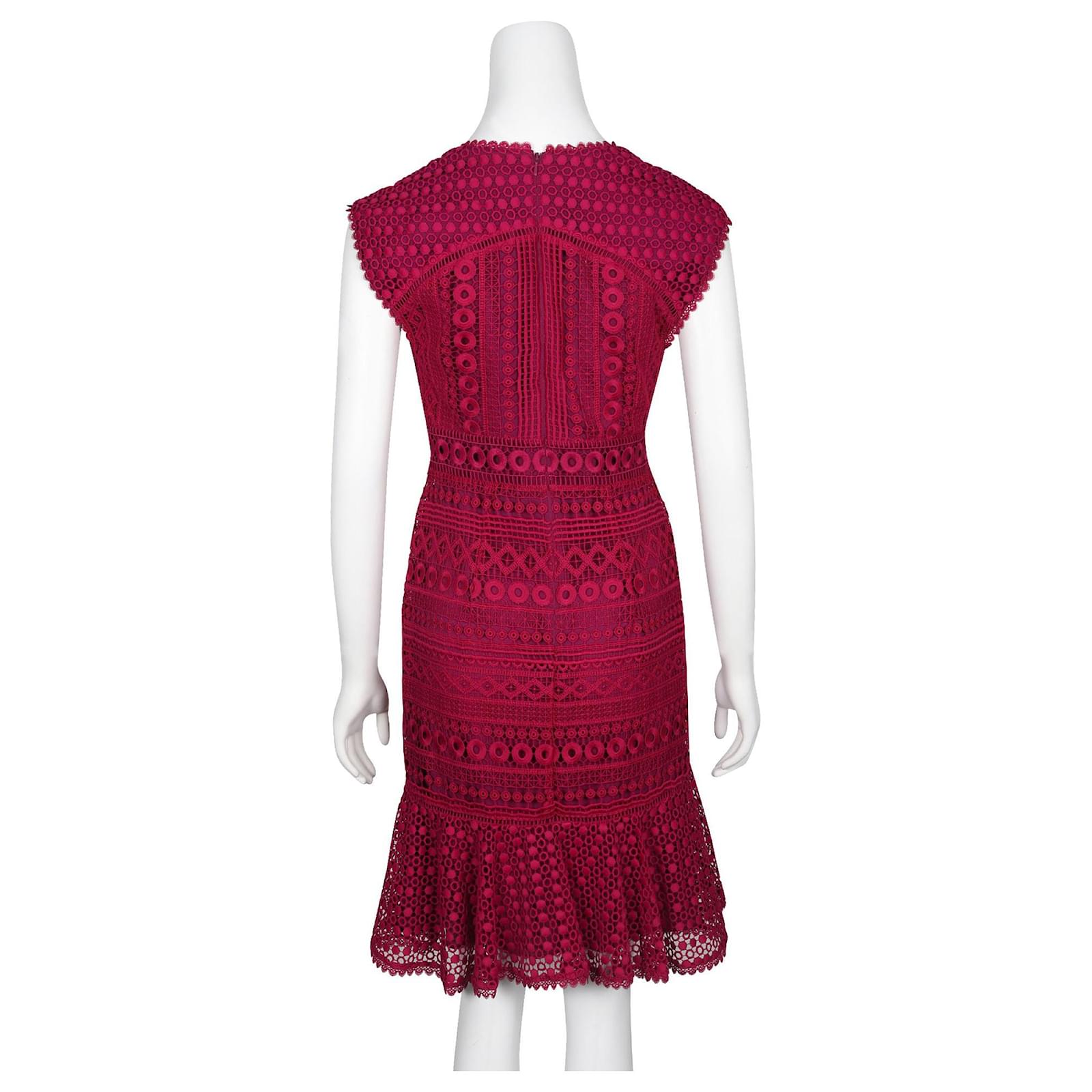 Karen Millen Fushia Lace Dress with Trumpet Hem Pink Polyester ref.JC740137  (Sold) - Joli Closet