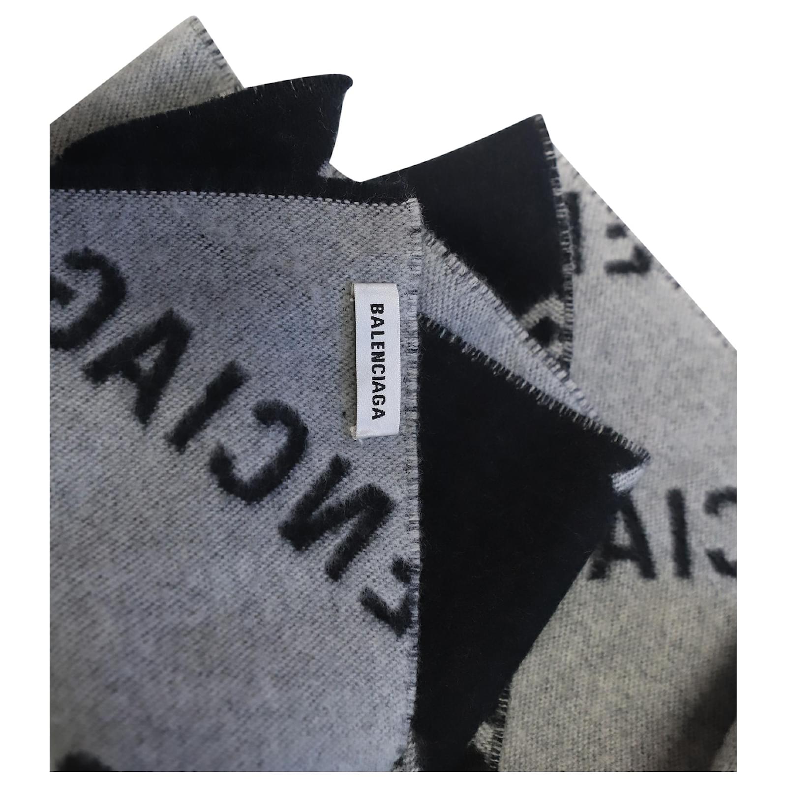 Balenciaga Logo Silk Abstract Scarf Green Blue main image 1