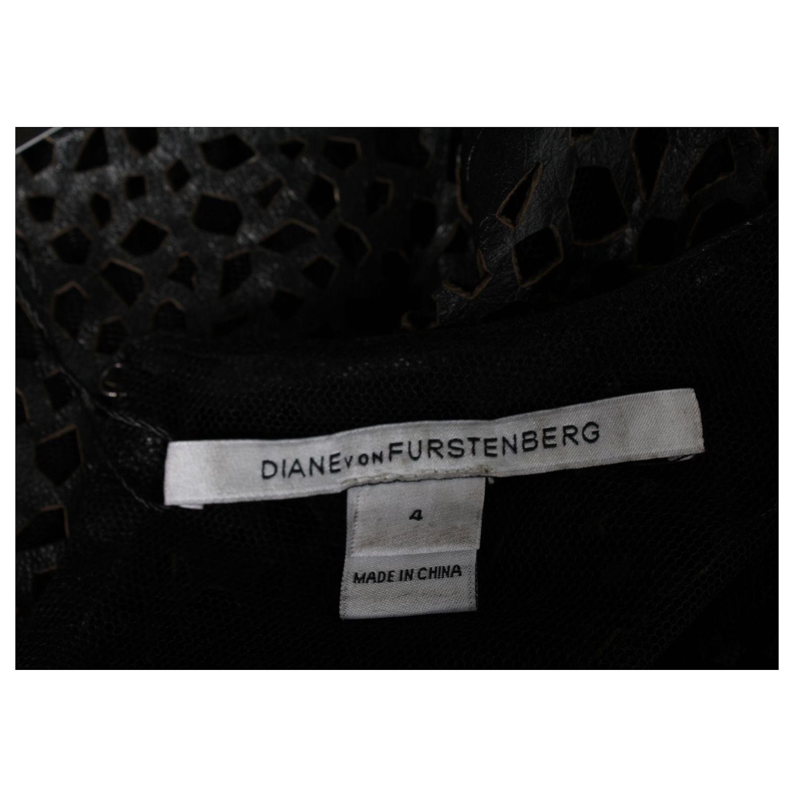 Robe Fourreau Sans Bretelles MASON En Cuir D'agneau Laser Noir/crème - Taille 10 - Très Bon état Occasion