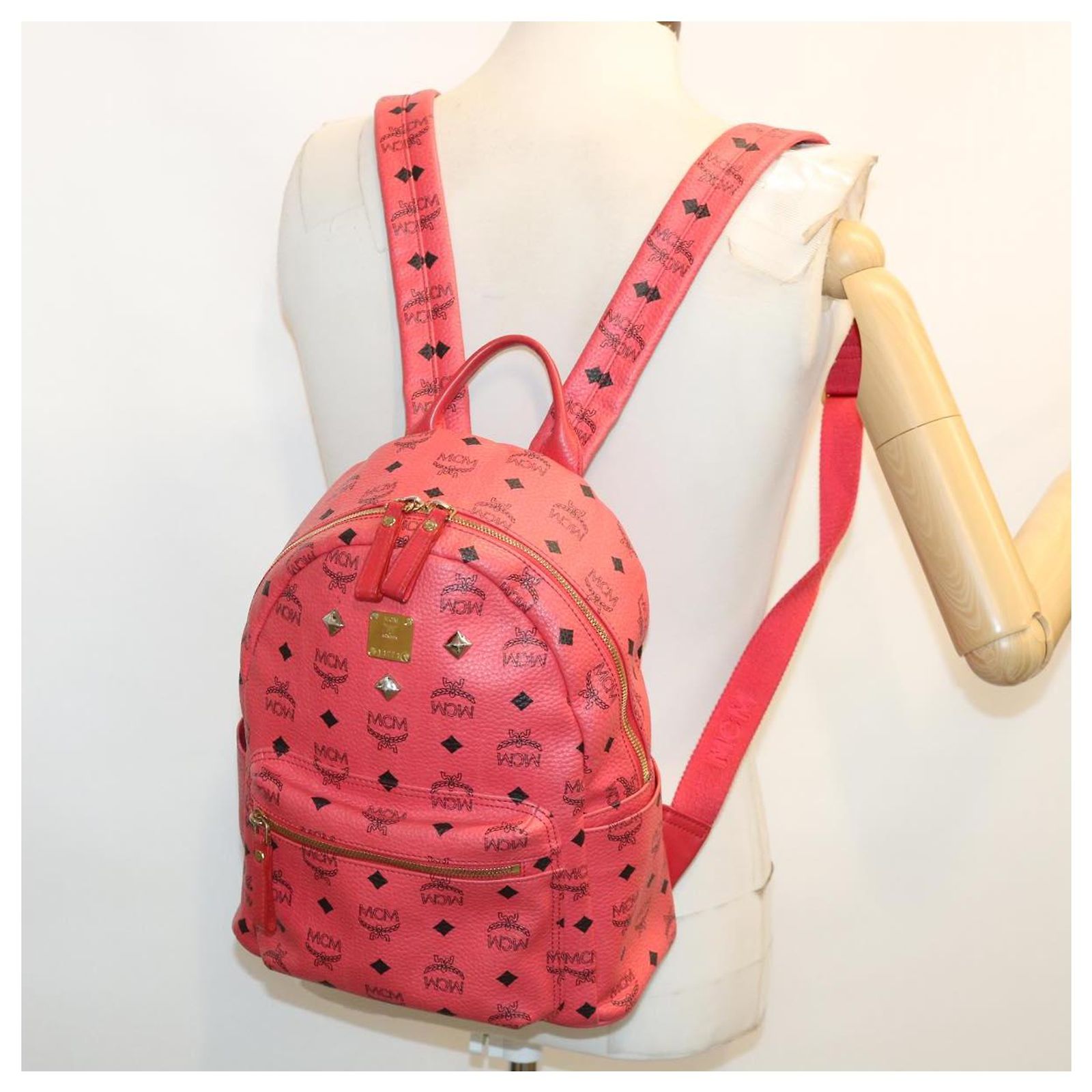 MCM Vicetos Logogram Backpack PVC Leather Pink Silver Auth 118259 MCM Backpack Pink Bags & Handbags for Women for sale | eBay main image 4