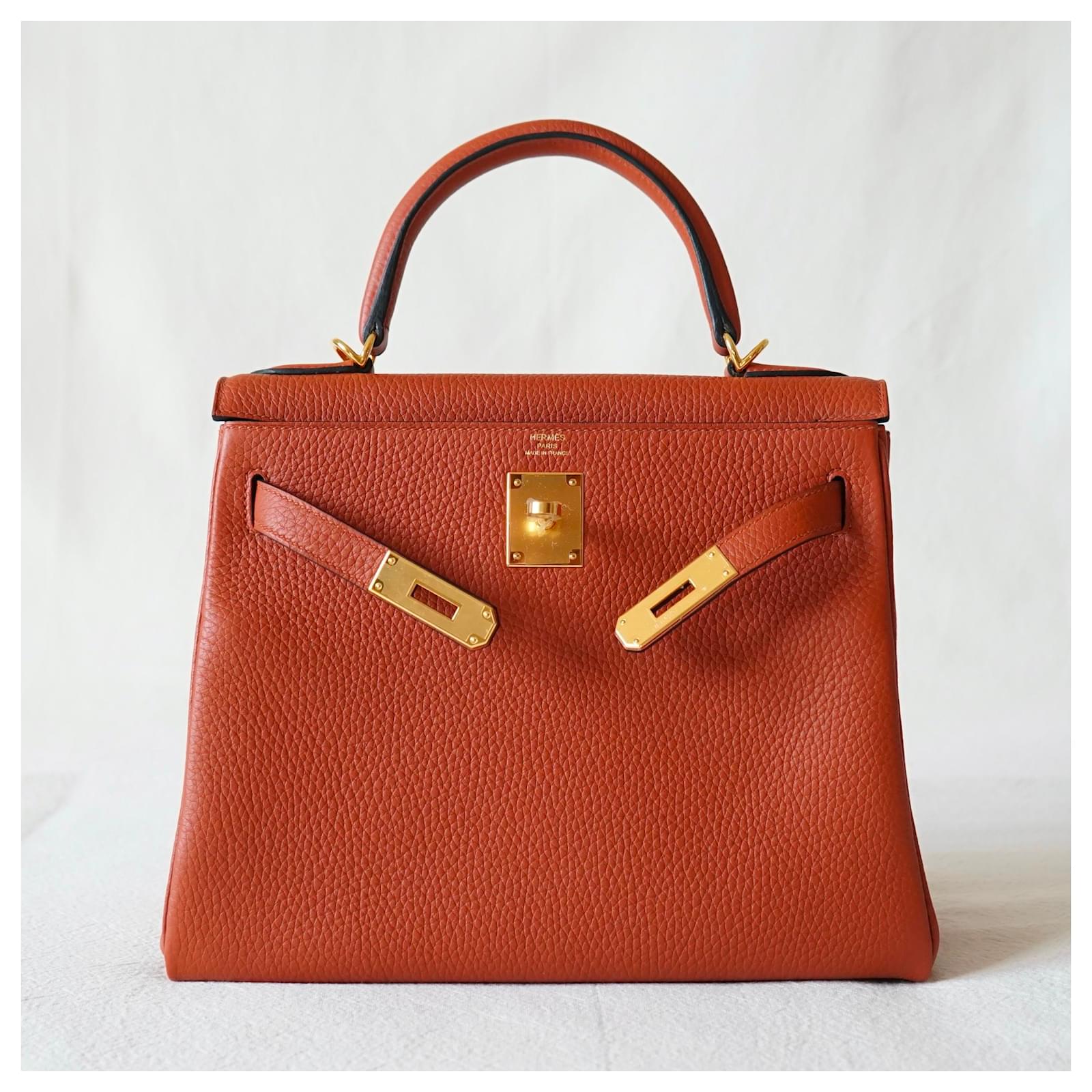 Hermès hermes kelly 28 Cuivre Clemence Orange Leather ref.729123 - Joli  Closet