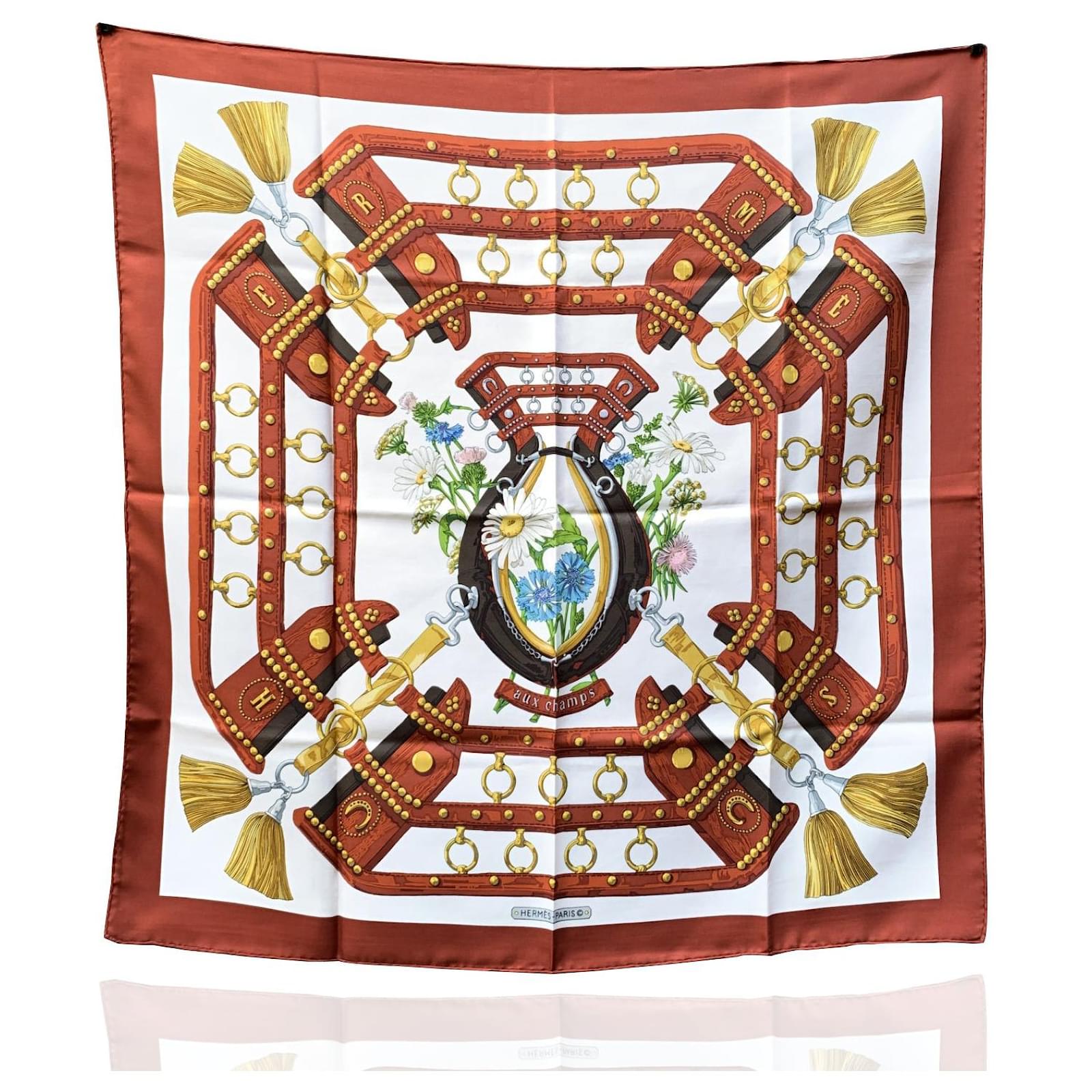 Foulard Vintage Michel Paris - Carré En Soie 100% - Motif Floral Multicolore