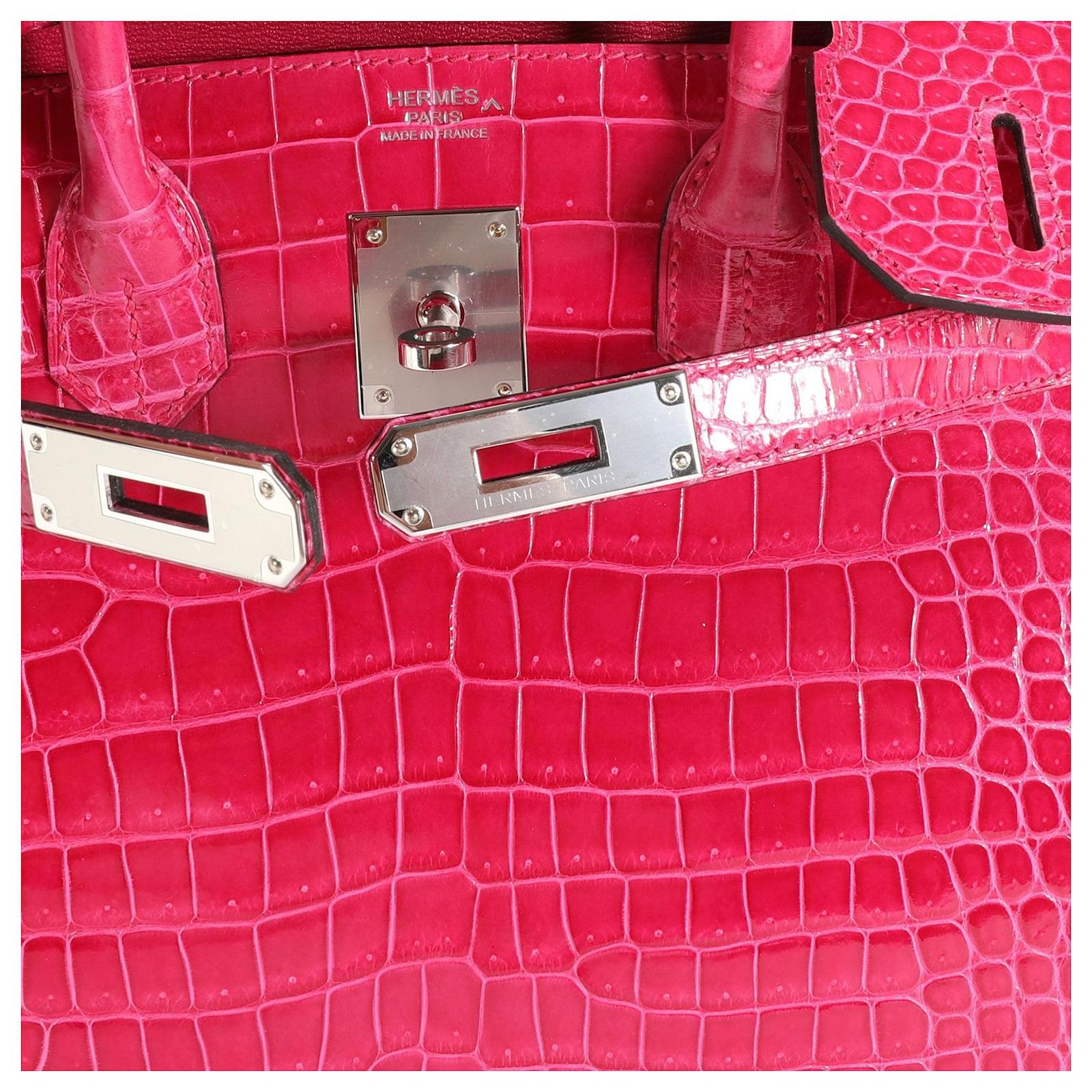 Hermès Hermes Nib Rose Mexico Shiny Porosus Crocodile Birkin 30