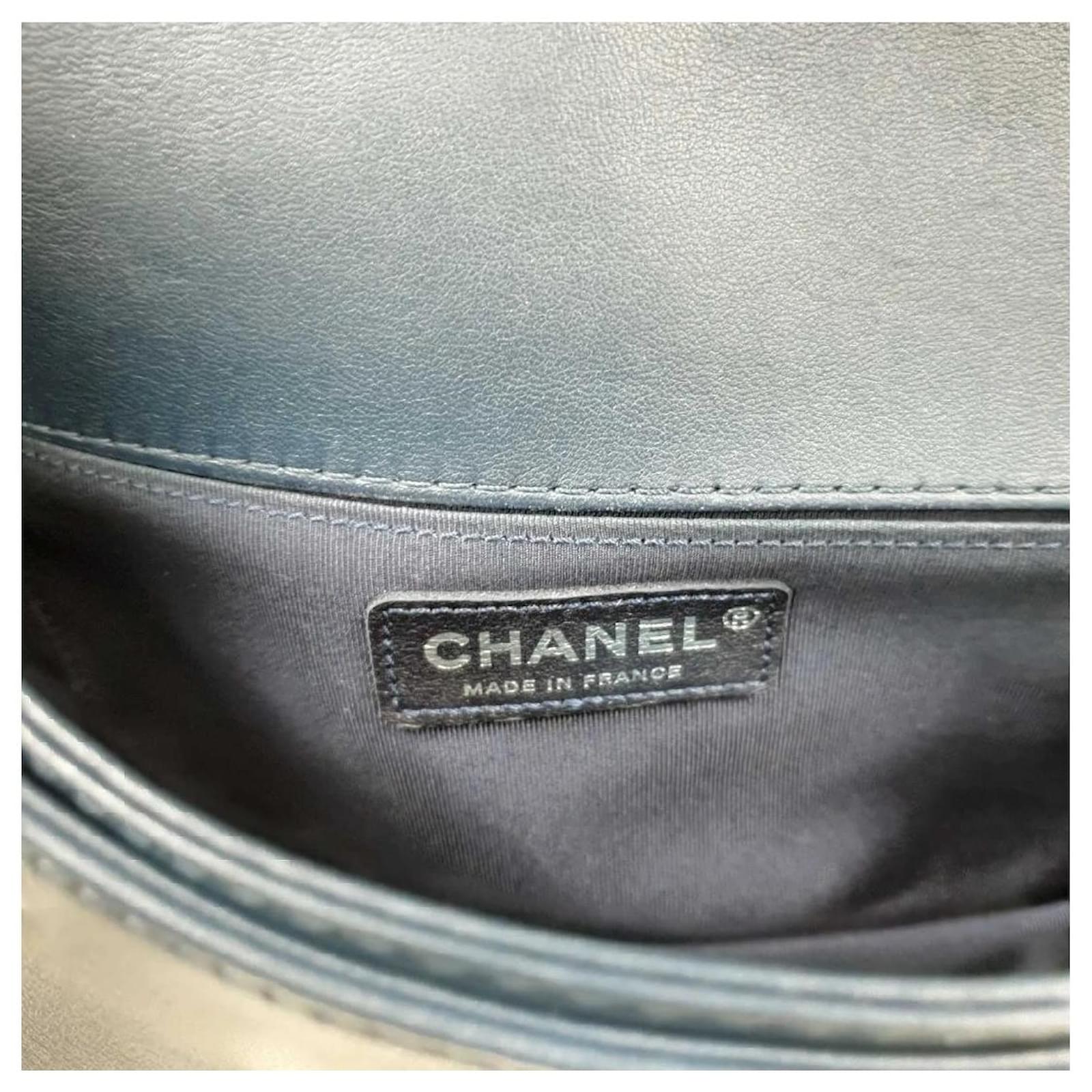 Chanel Blue Tweed Leather Enchained Medium Boy Shouder Bag Multiple colors  ref.745295