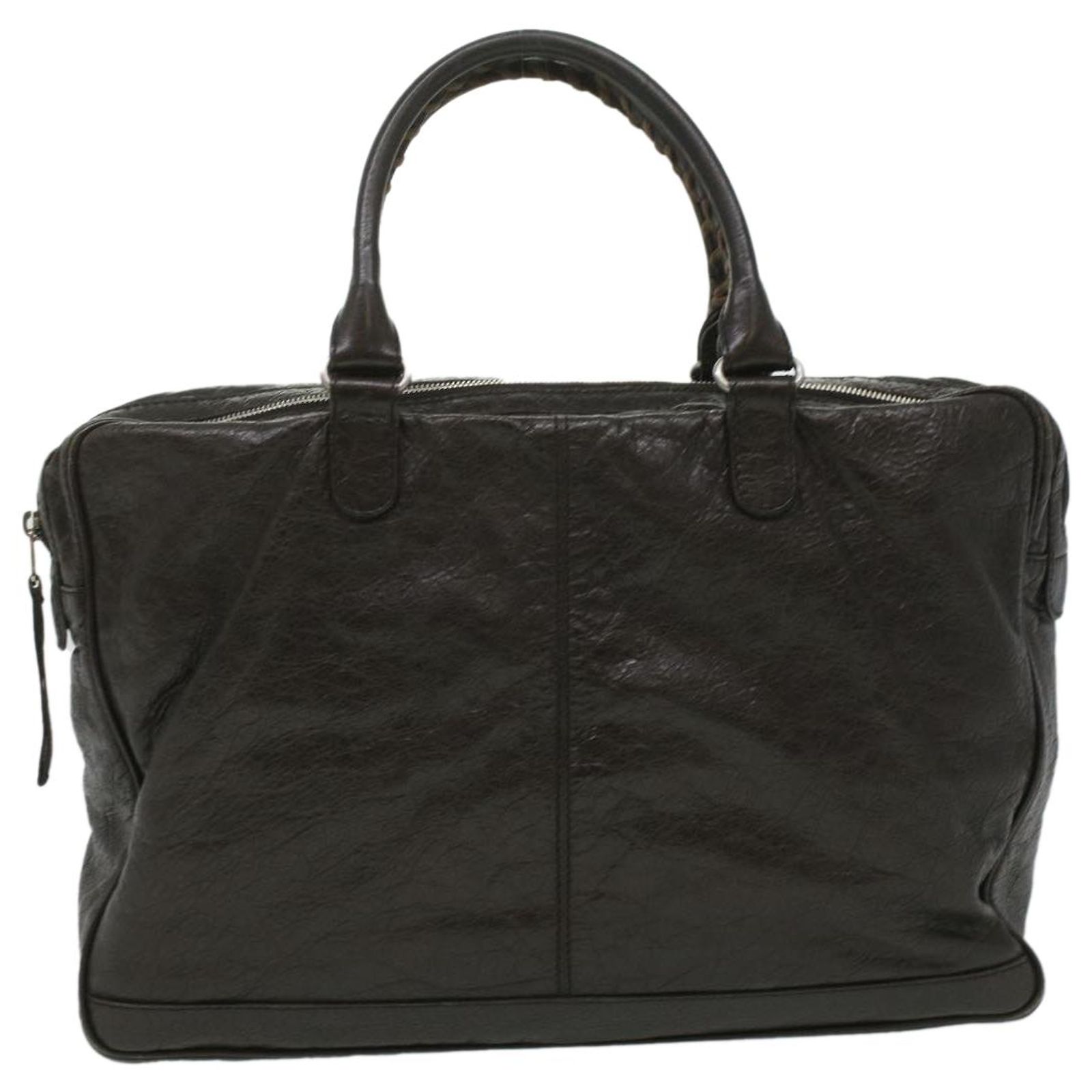 BALENCIAGA Mini folder Business Bag Leather Brown Auth ar8512 ref 