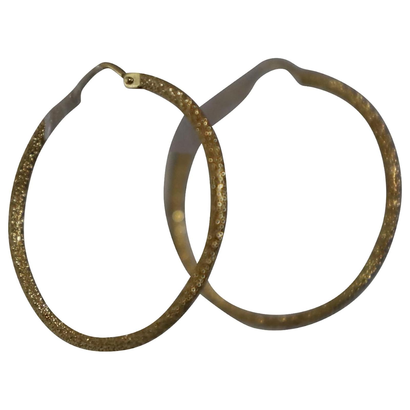 Carolina Bucci Florentine Finish Small Hoops in Gold Metal Golden