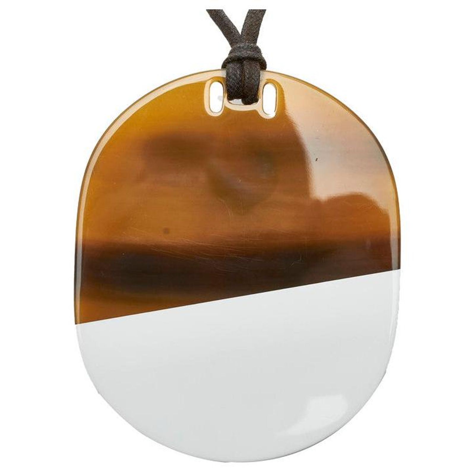Collier Long Lucite Façon Ambre Bi-color - 70 Cm, Perles Donuts, Fermoir à Vis, Occasion