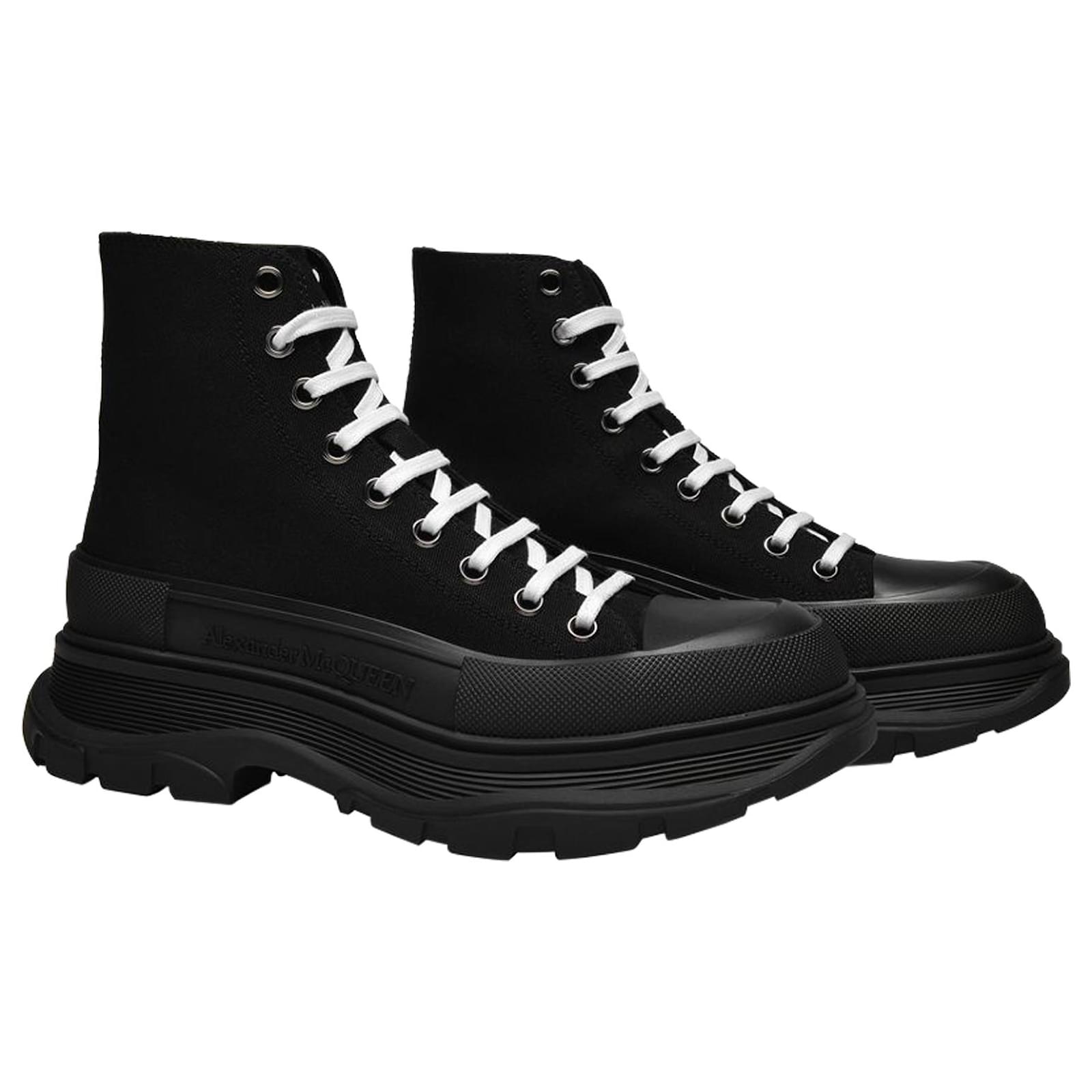 Baskets de luxe pour femme - Baskets Alexander McQueen Tread Slick noires en toile