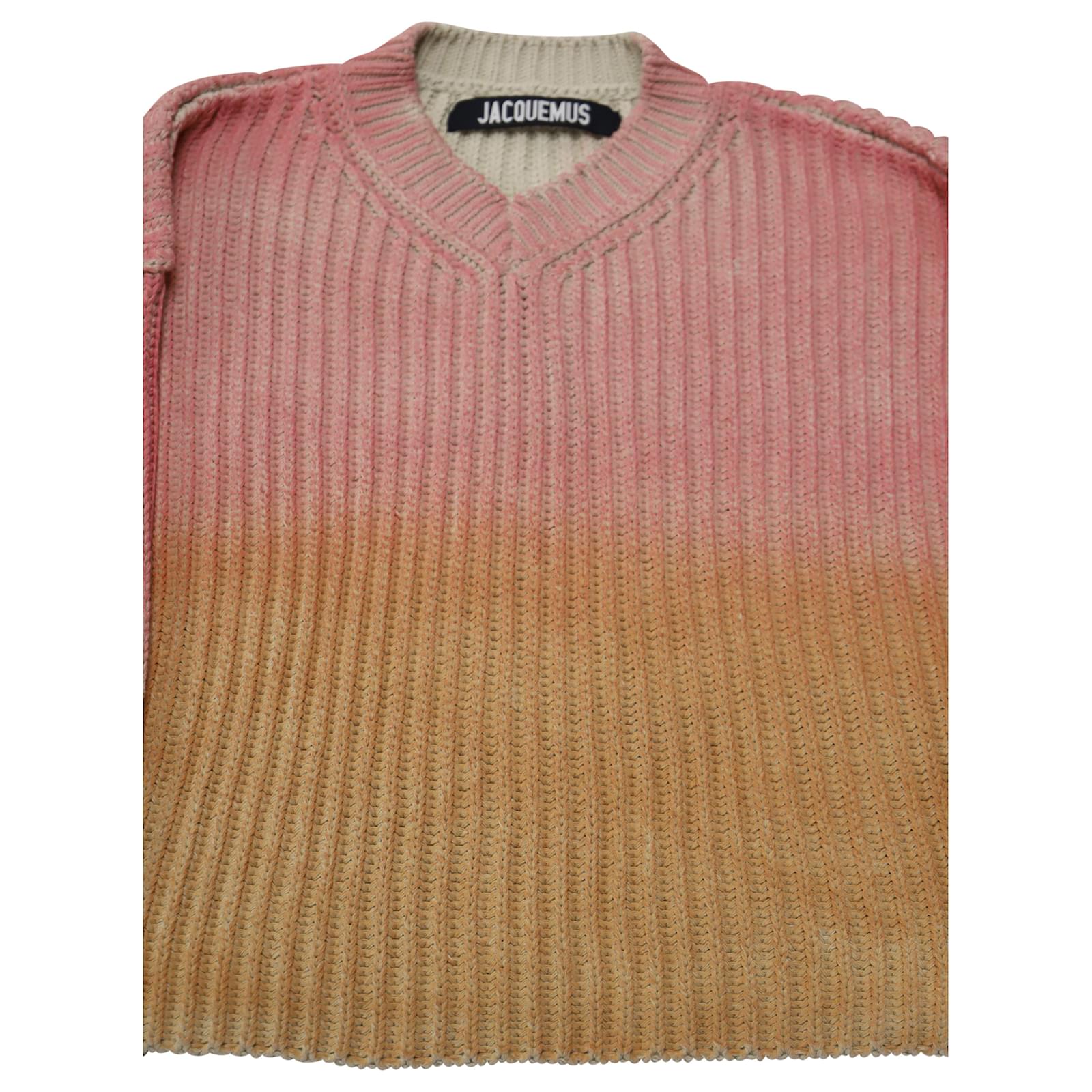 Jacquemus Gradient Chunky Knit Sweater in Pink and Orange