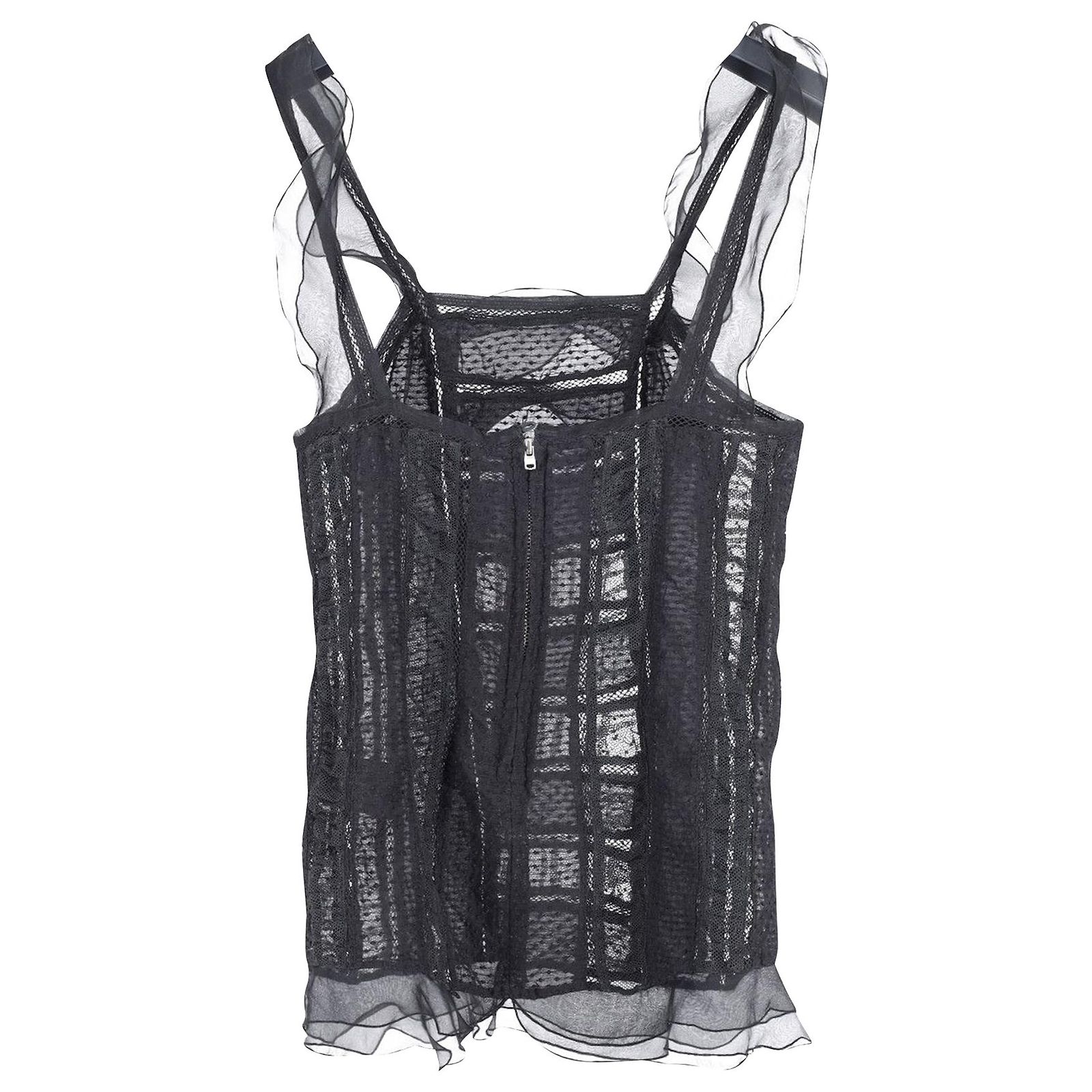 Robe Débardeur EILEEN FISHER Noire Transparente - Taille XS - Chanvre Tricoté - Neuf Sans étiquette
