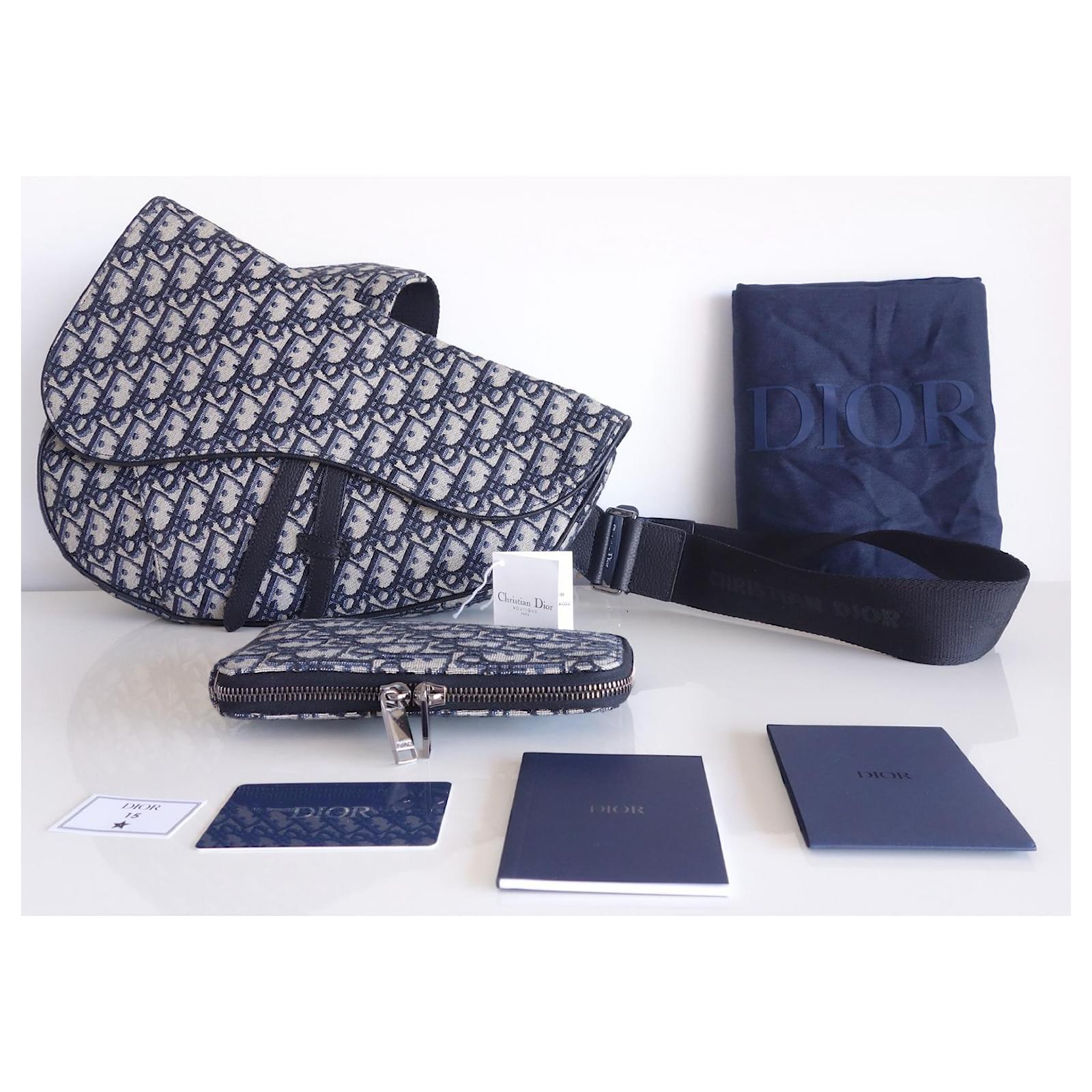 Men's Dior Saddle maxi bag Blue Cloth ref.757299 - Joli Closet