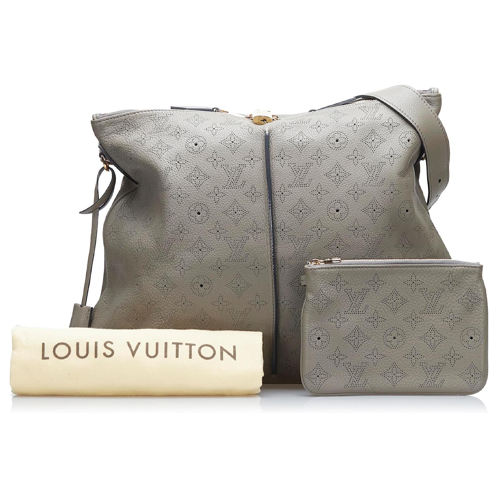 Louis Vuitton Gray Mahina Selene MM Grey Leather Pony-style
