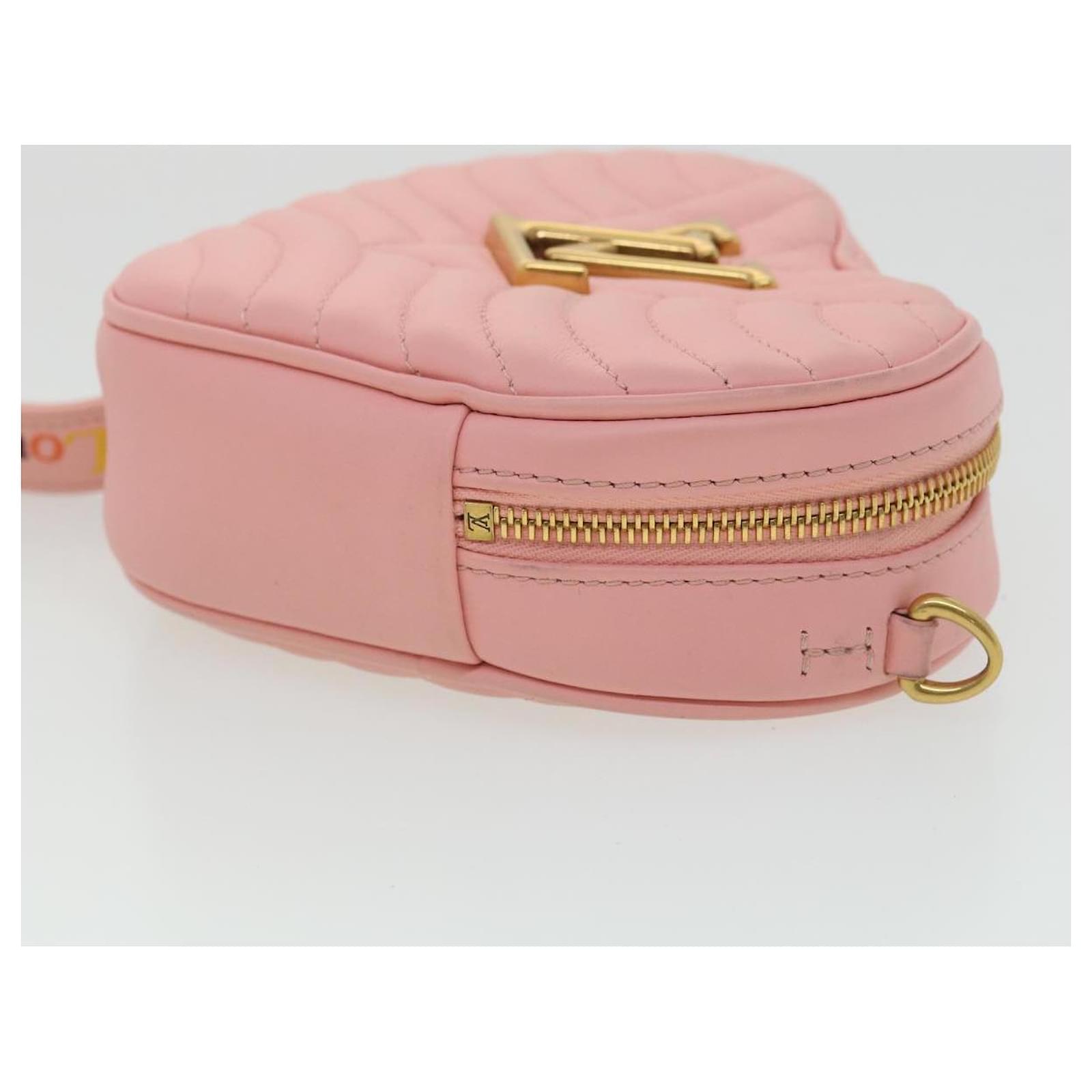 LOUIS VUITTON New Wave Heart Shoulder Bag Leather Pink M53769 LV Auth 34200a