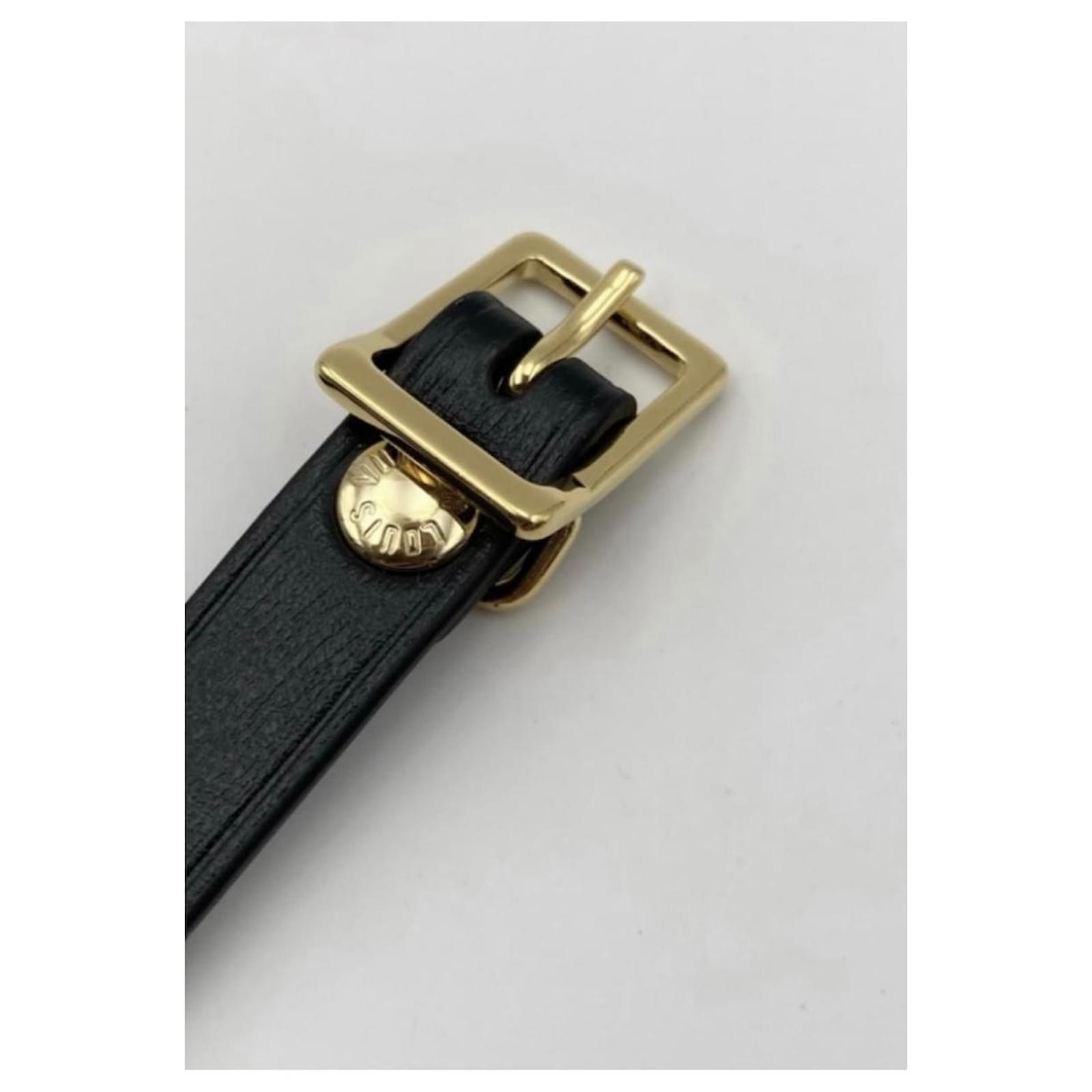 Louis Vuitton luggage tag black Leather ref.758475 - Joli Closet
