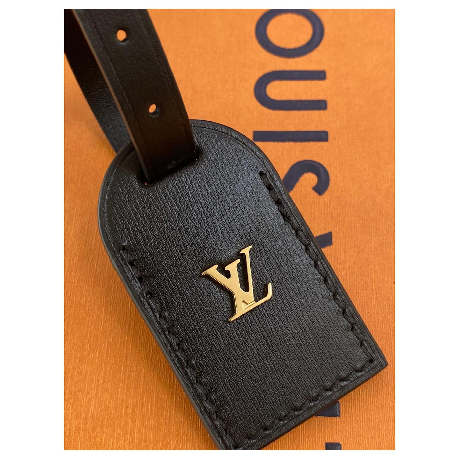 Louis Vuitton Luggage Tag Small Goldtone Black 0001 Authentic - 1
