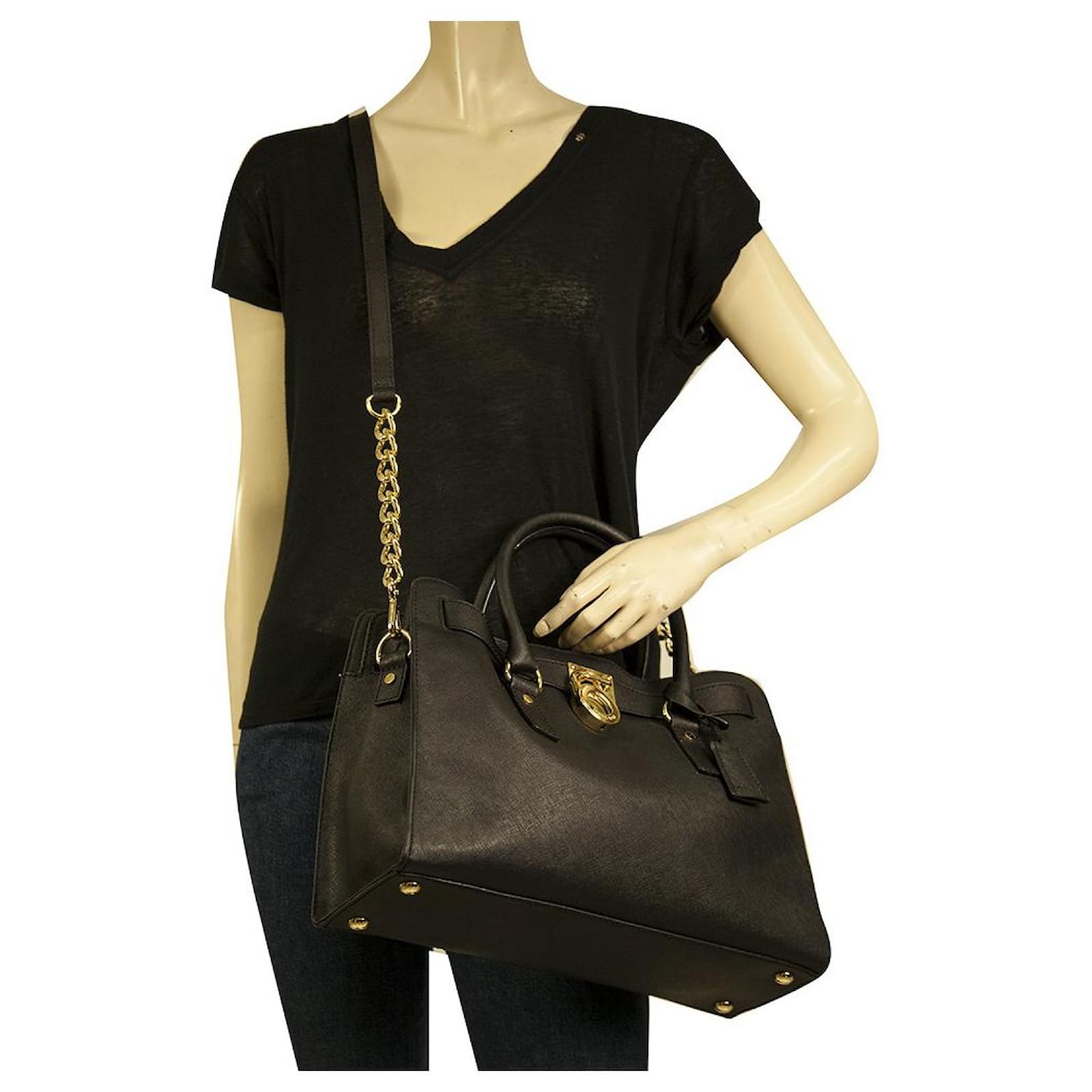 Michael Kors Hamilton Black Leather Padlock Handbag Shoulder Crossbody bag  ref.758563 - Joli Closet