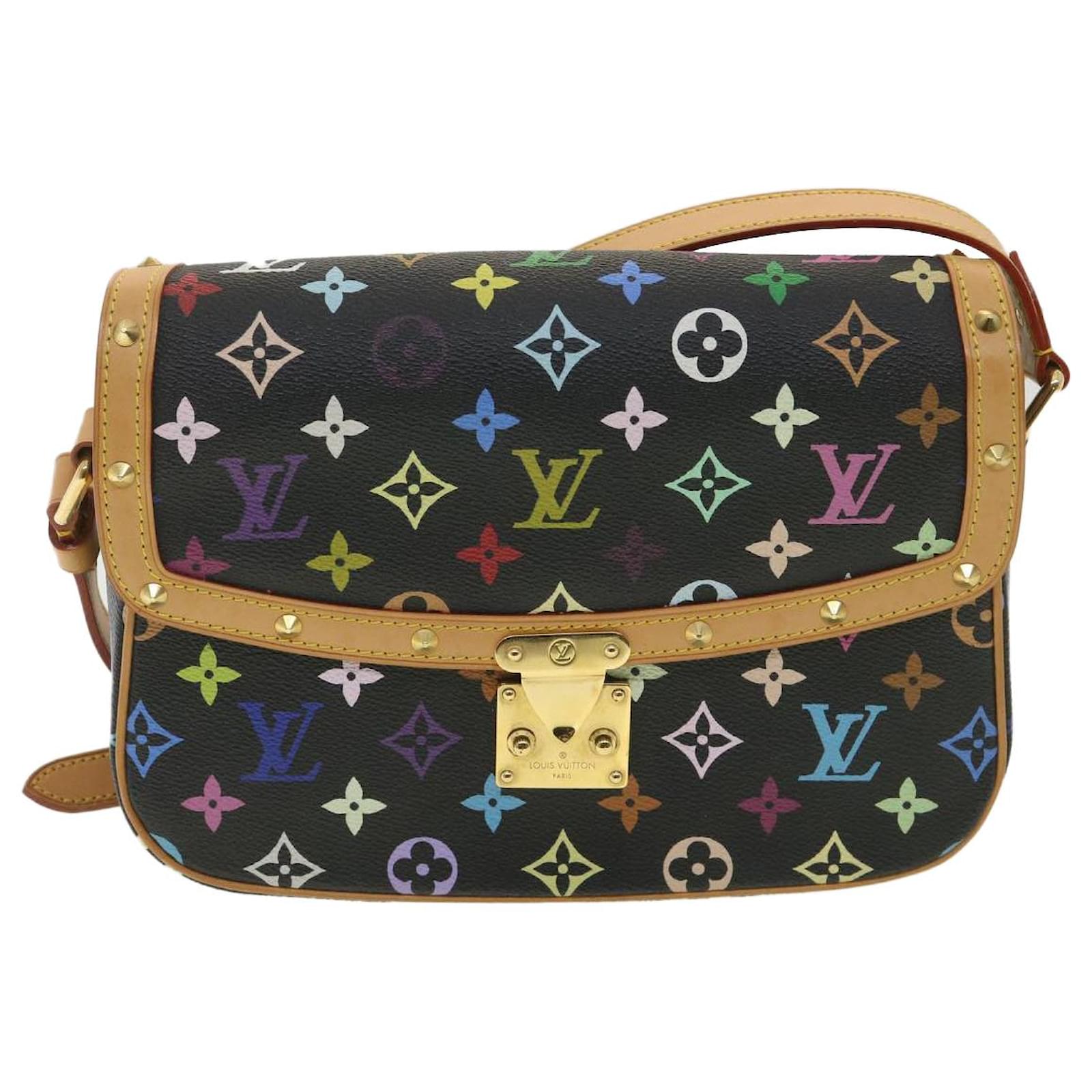 Handbags Louis Vuitton Louis Vuitton Monogram Multicolor Sologne Shoulder Bag Black M92639 Auth B067a