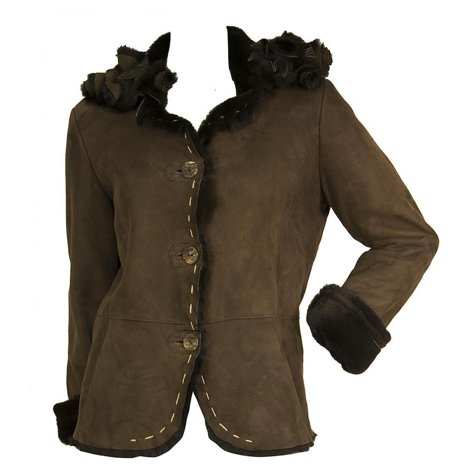 Autre Marque REDI Manteau court en peau de mouton en fourrure