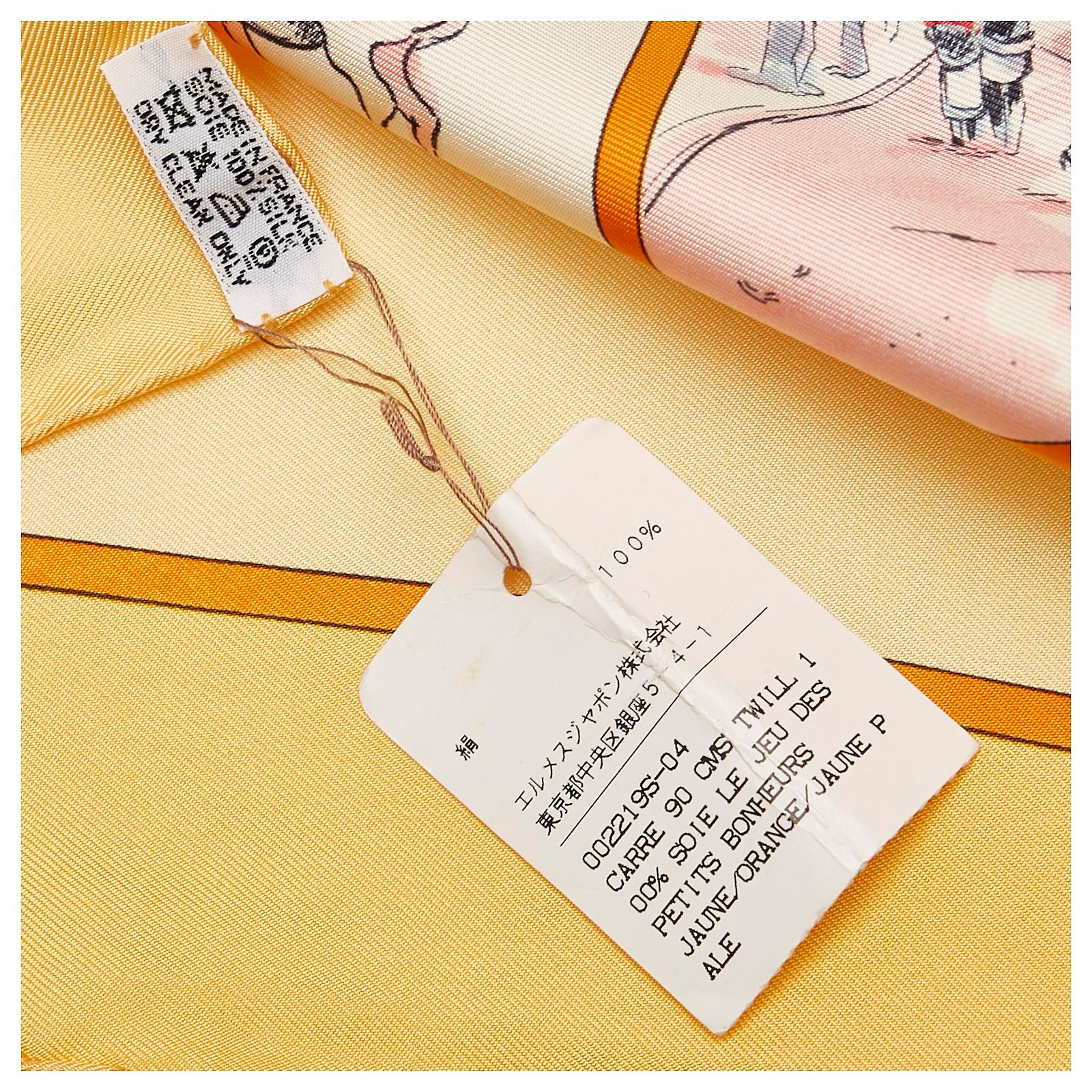 Foulard Hermès En Soie – Couleurs Jaune Et Bleu – Occasion En Très Bon état – Accessoire Luxe