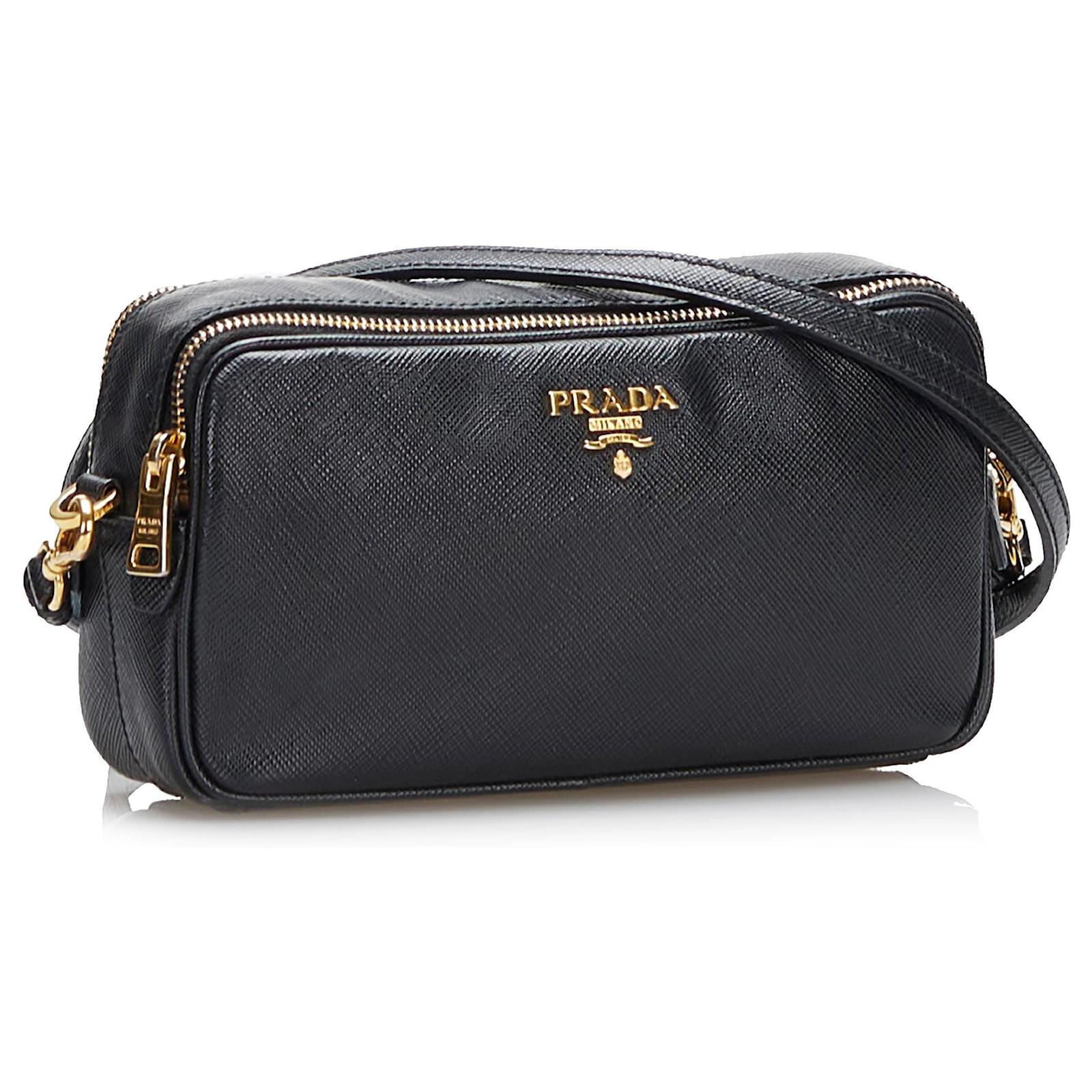 Prada Black Saffiano Lux Camera Bag Leather Pony-style calfskin
