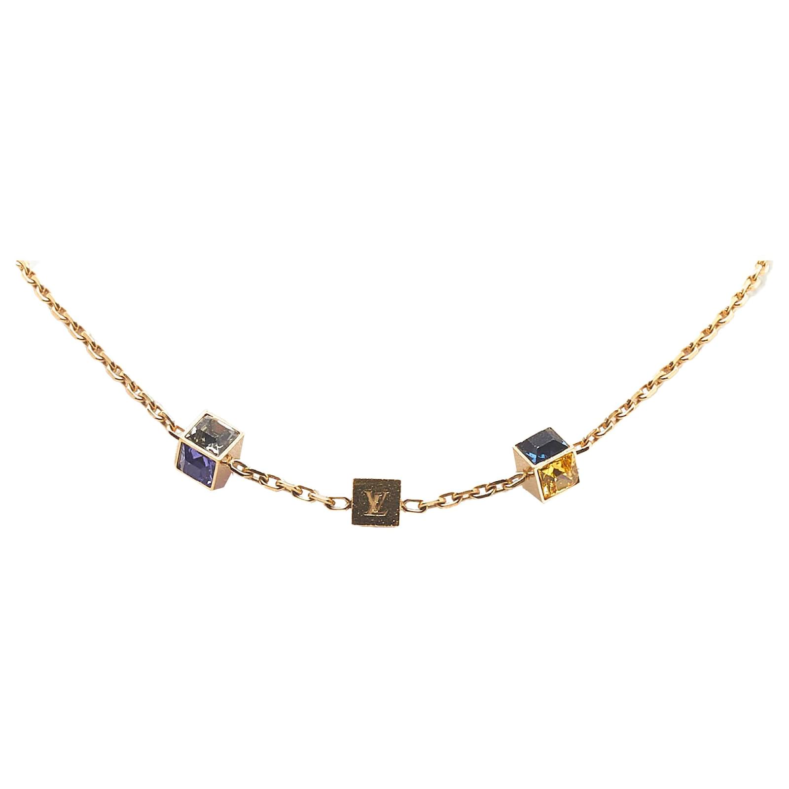 Louis Vuitton Pre-loved Multicolor Crystal Gamble Cube Necklace