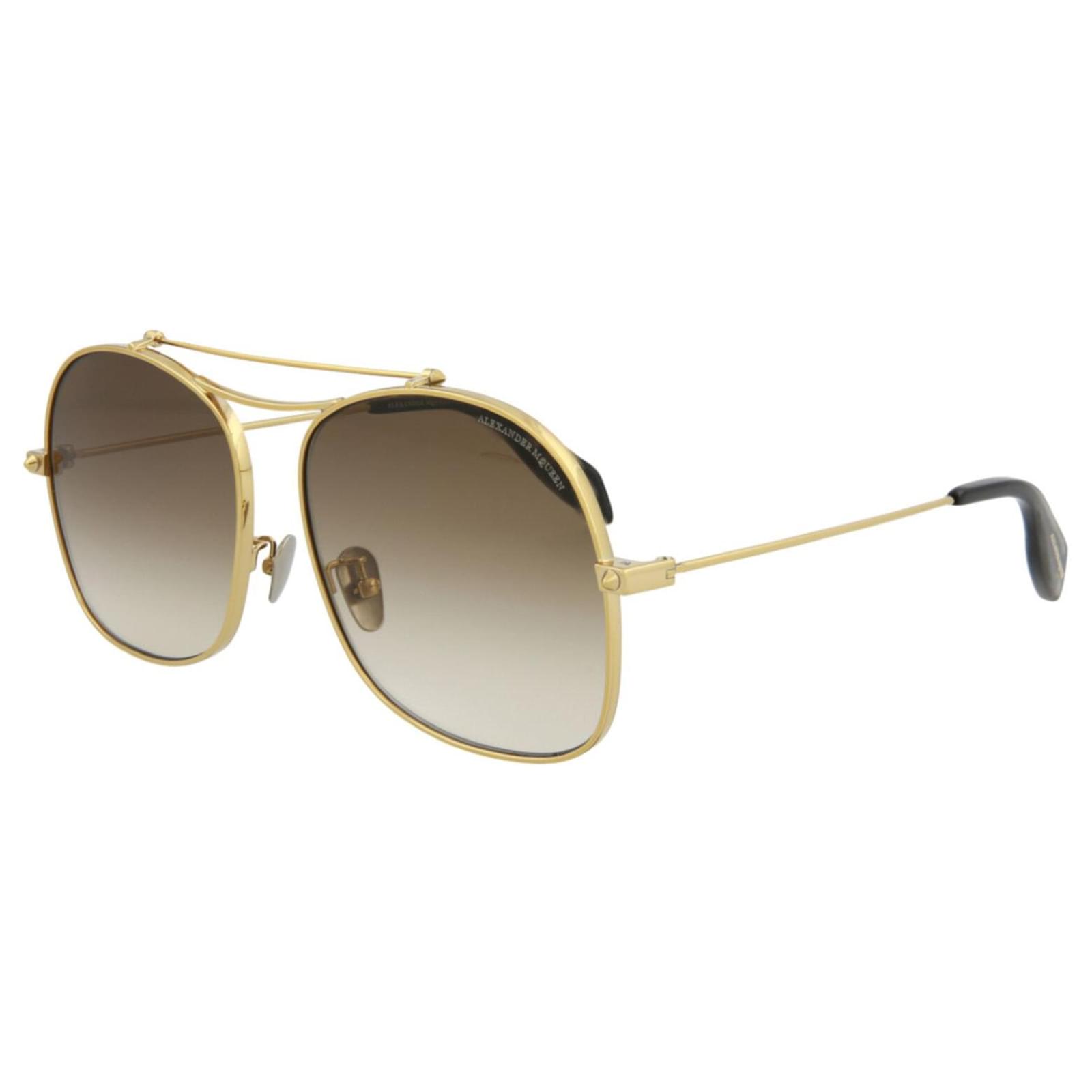 Alexander McQueen Aviator Sunglasses Golden Metallic ref.770407 - Joli ...