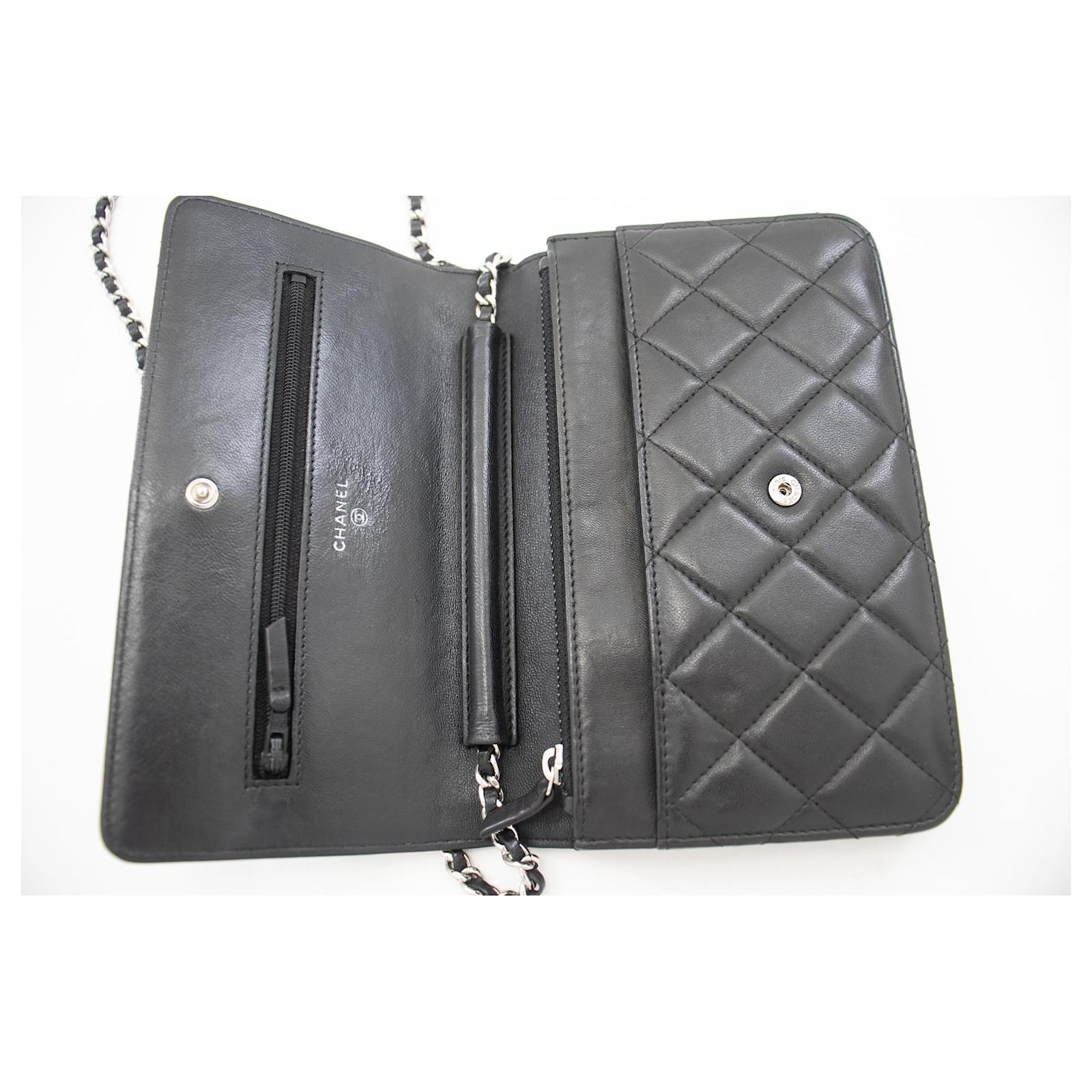 CHANEL Black Classic Wallet On Chain WOC Shoulder Bag Lambskin