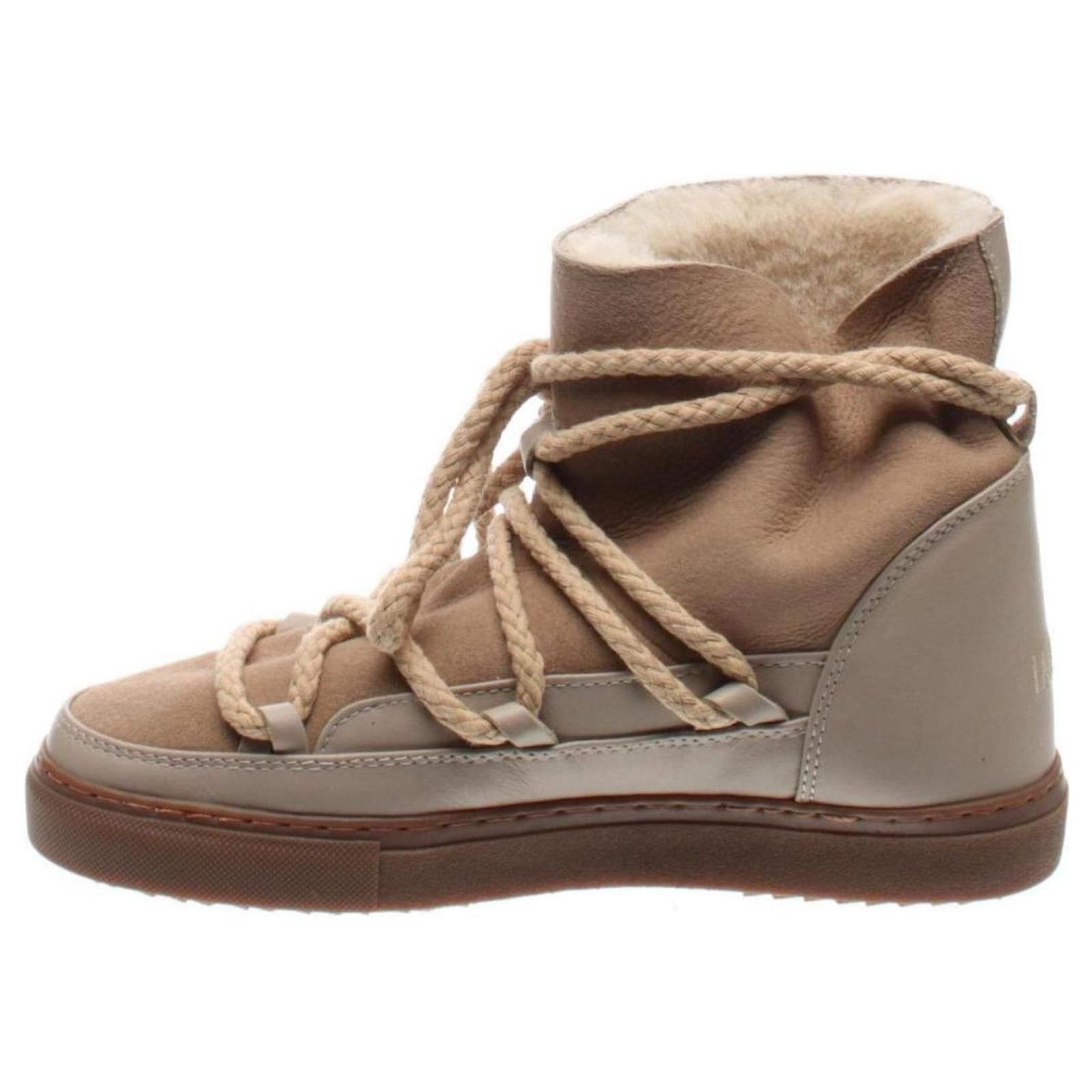 Inuikii Ankle Boots Beige Suede Leather ref.771997 - Joli Closet