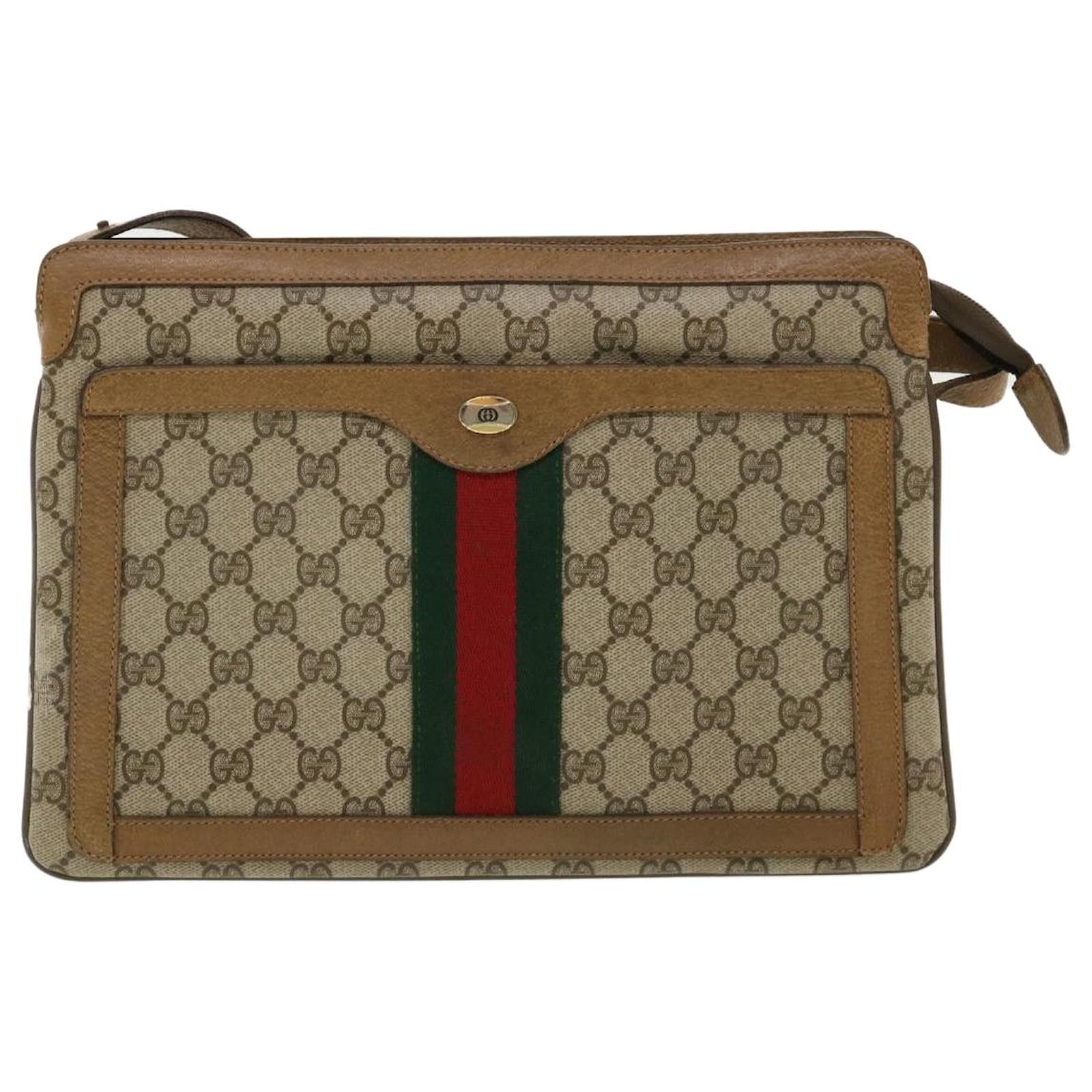 バッグ Gucci Vintage GG Canvas Shoulder Bag 1970s Gucci Canvas and Leather Shoulder Bag With Gold