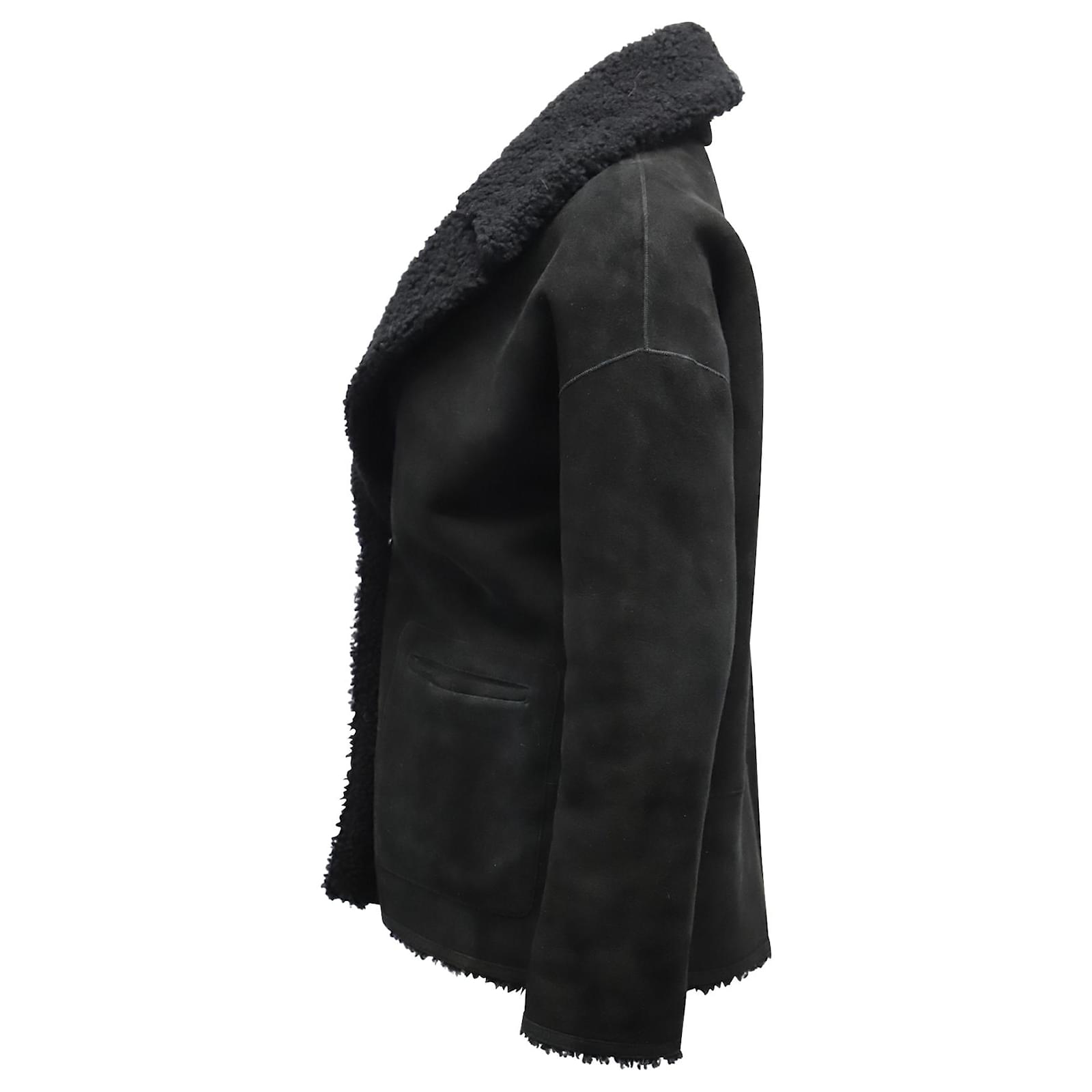 Ba&Sh Shearling Jacket in Black Lambskin Shearling Fur