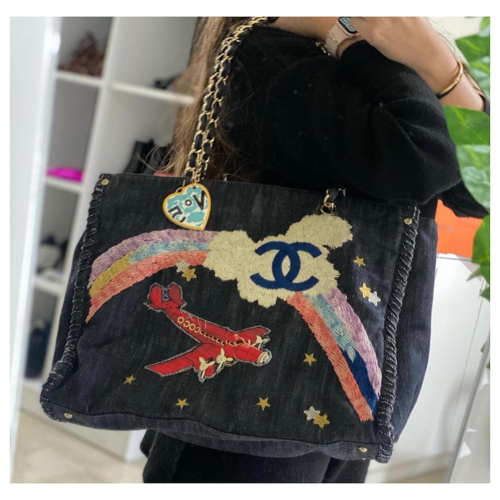 Chanel Limited Edition Airplane Rainbow Mixed Media Blue Jean