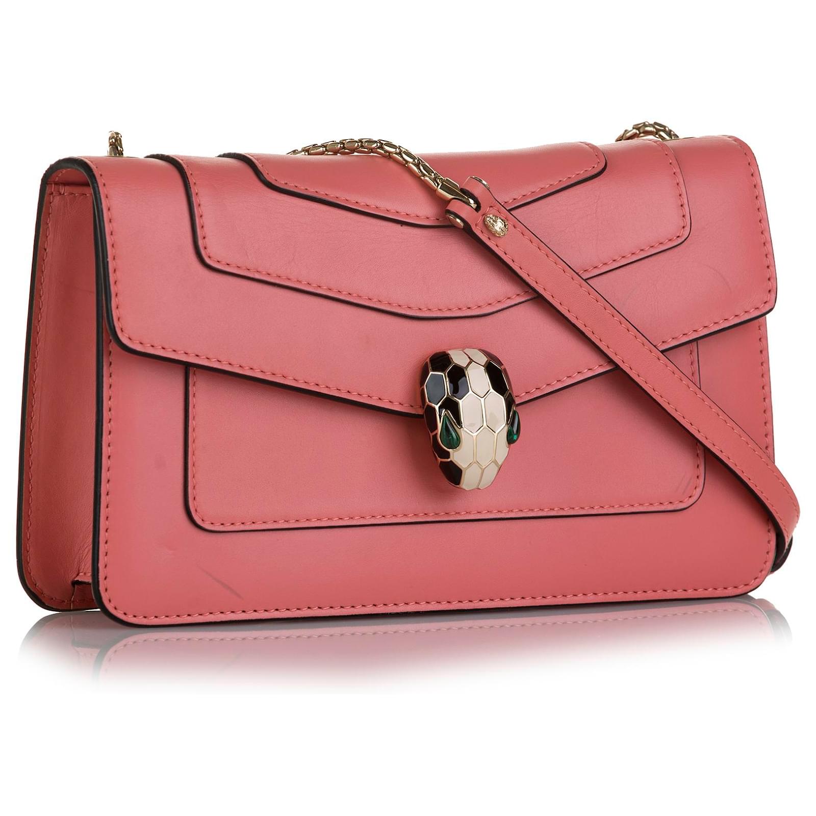 Bulgari Serpenti Forever Leather Crossbody Bag Pink Pony-style