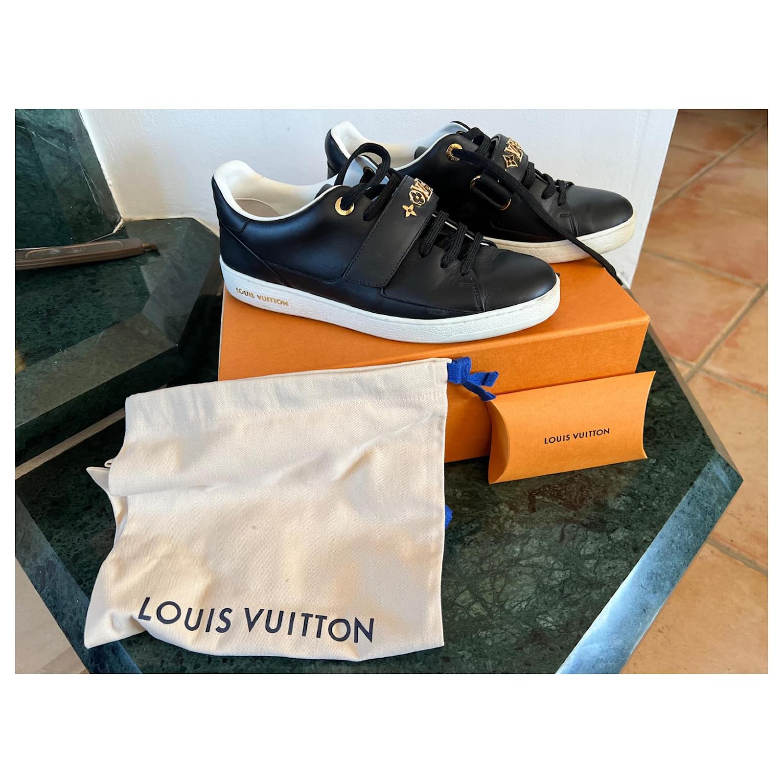 Louis Vuitton Monogram Canvas Leather Trim Frontrow Sneakers Size 36