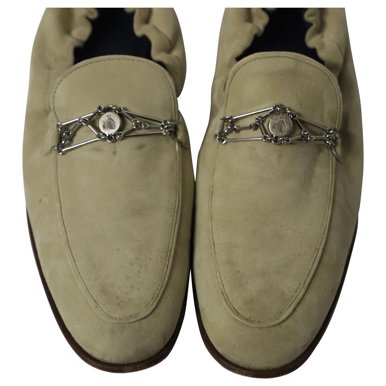 Lanvin Loafers with Metal Detail in Beige Suede ref.776912 