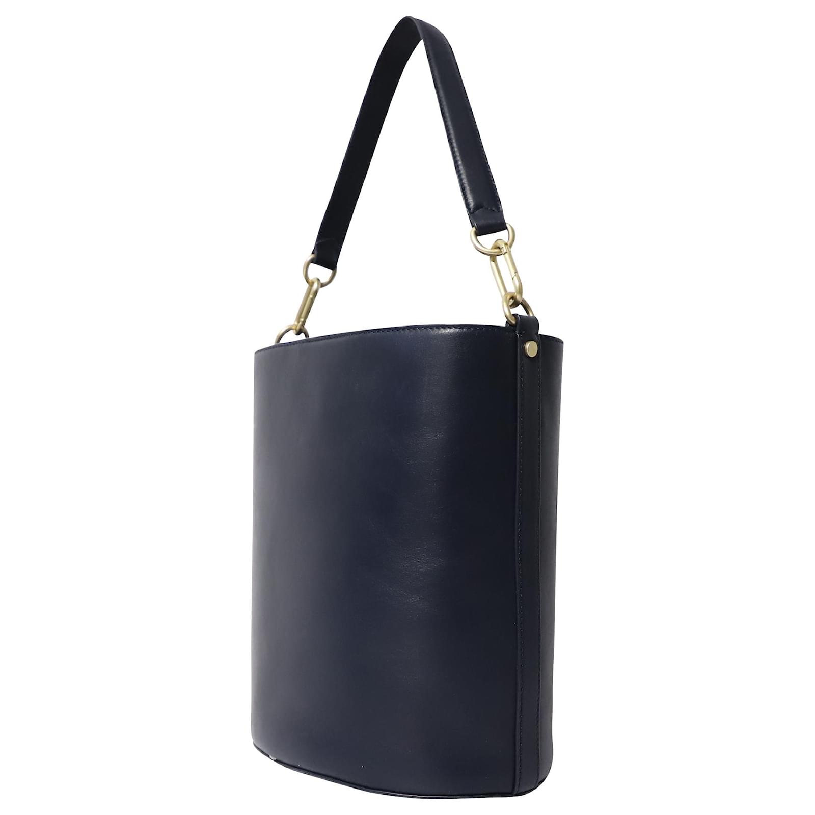 Navy leather hot sale bucket bag