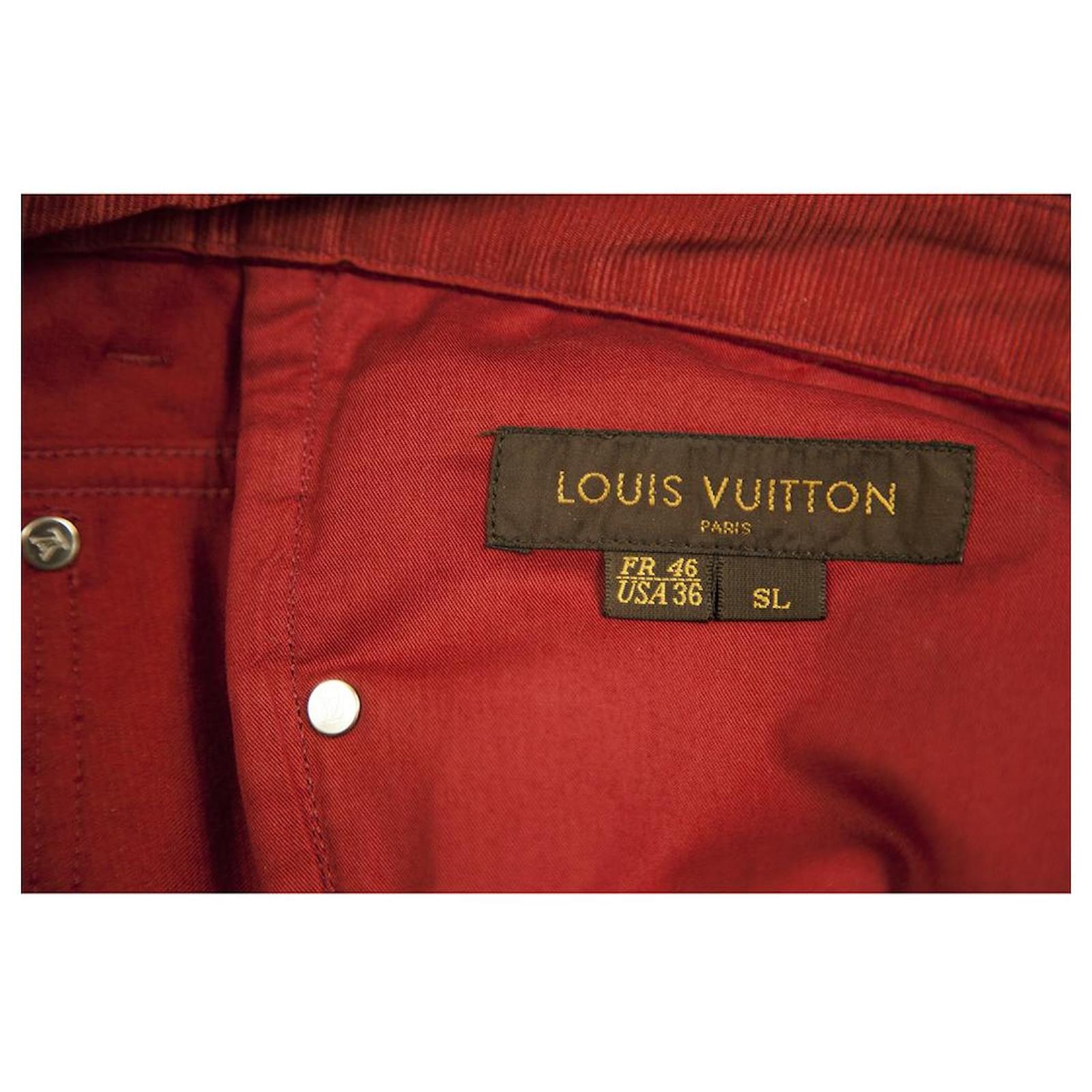 Pantaloni casual da uomo in cotone di velluto a coste rosso Louis
