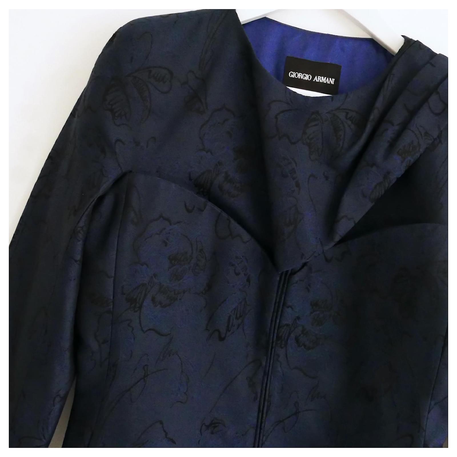 Giorgio Armani silk brocade corset jacket Black Navy blue ref.778940 ...