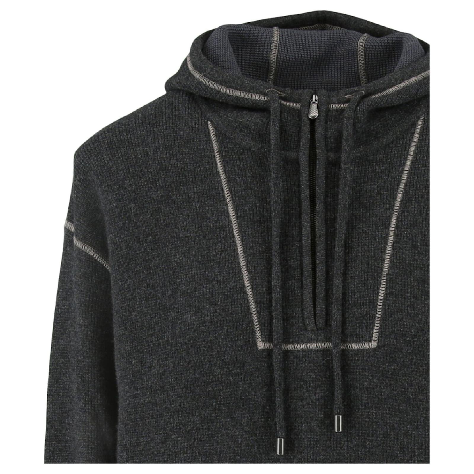 Bottega Veneta Quarter Zip Hoodie Grey ref.779648 - Joli Closet Bottega Veneta Quarter Zip Hoodie Grey ref.779648 - Joli Closet
