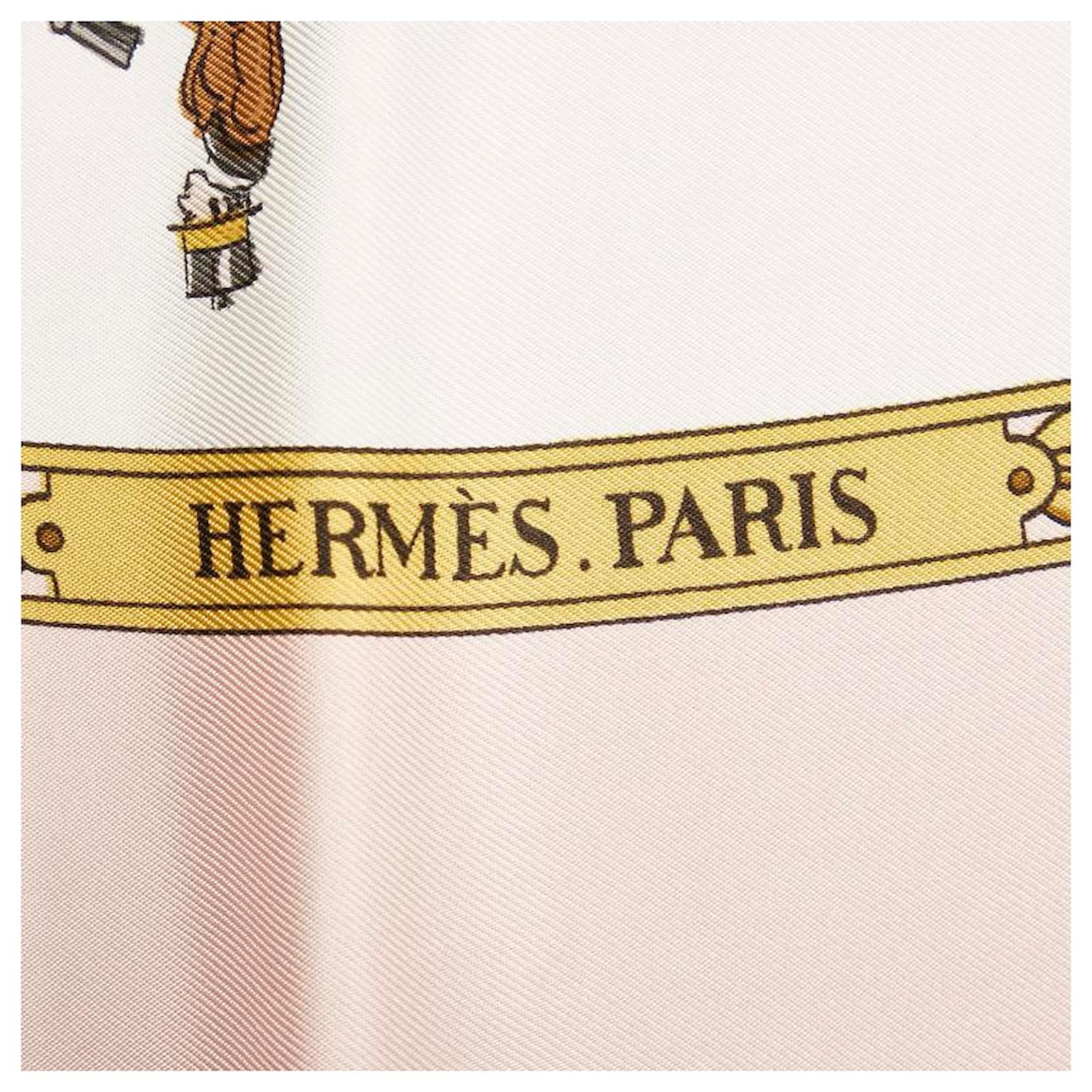 Hermès Carré La Promenade de Longchamps Silk Scarf Pink Cotton ref ...