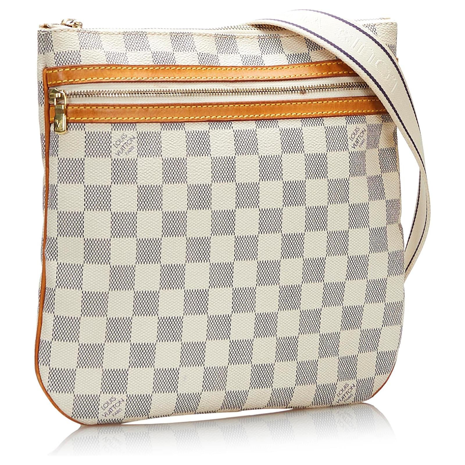 Louis Vuitton White Damier Azur Pochette Bosphore Blue Leather